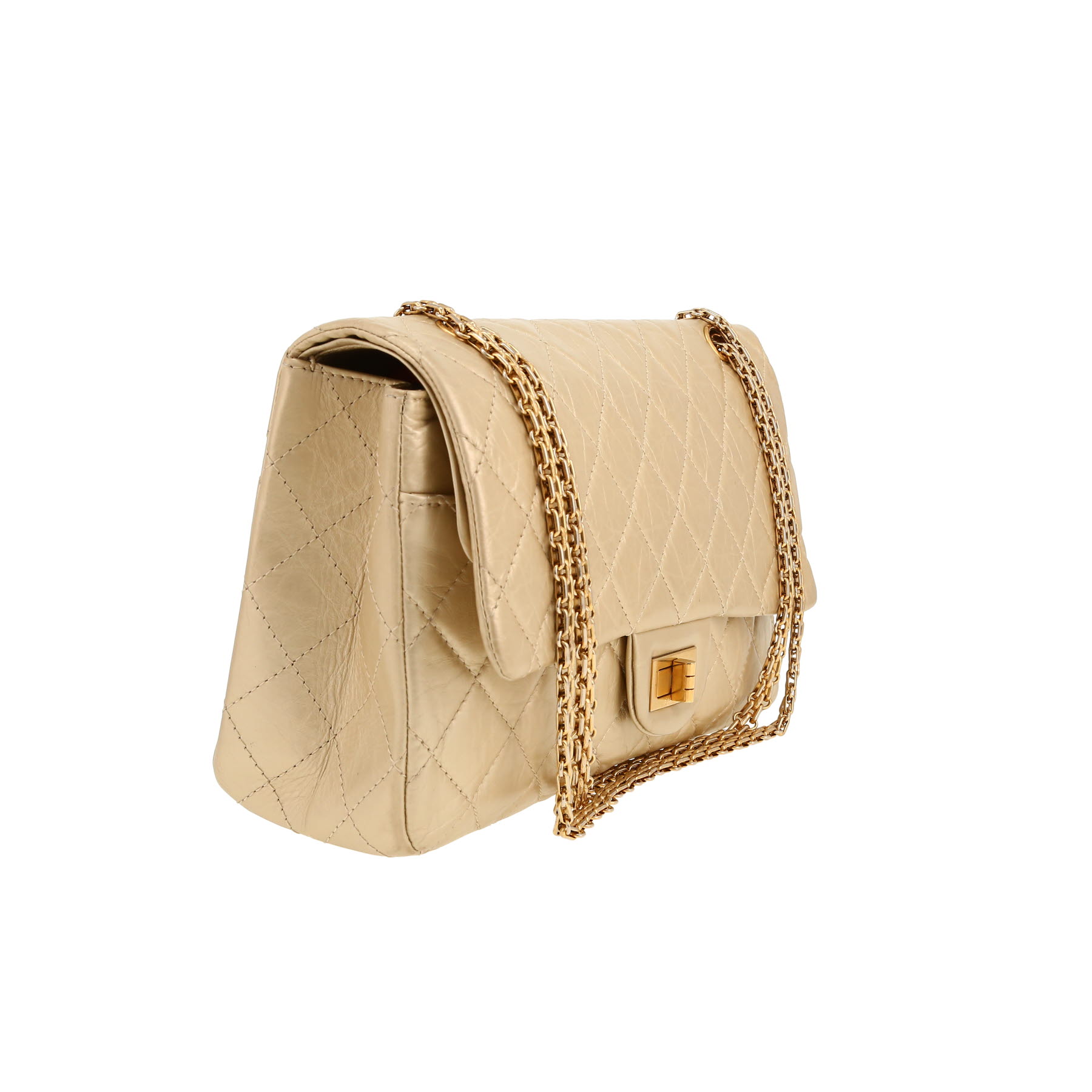 Chanel  2.55 shoulder bag  in gold quilted leather