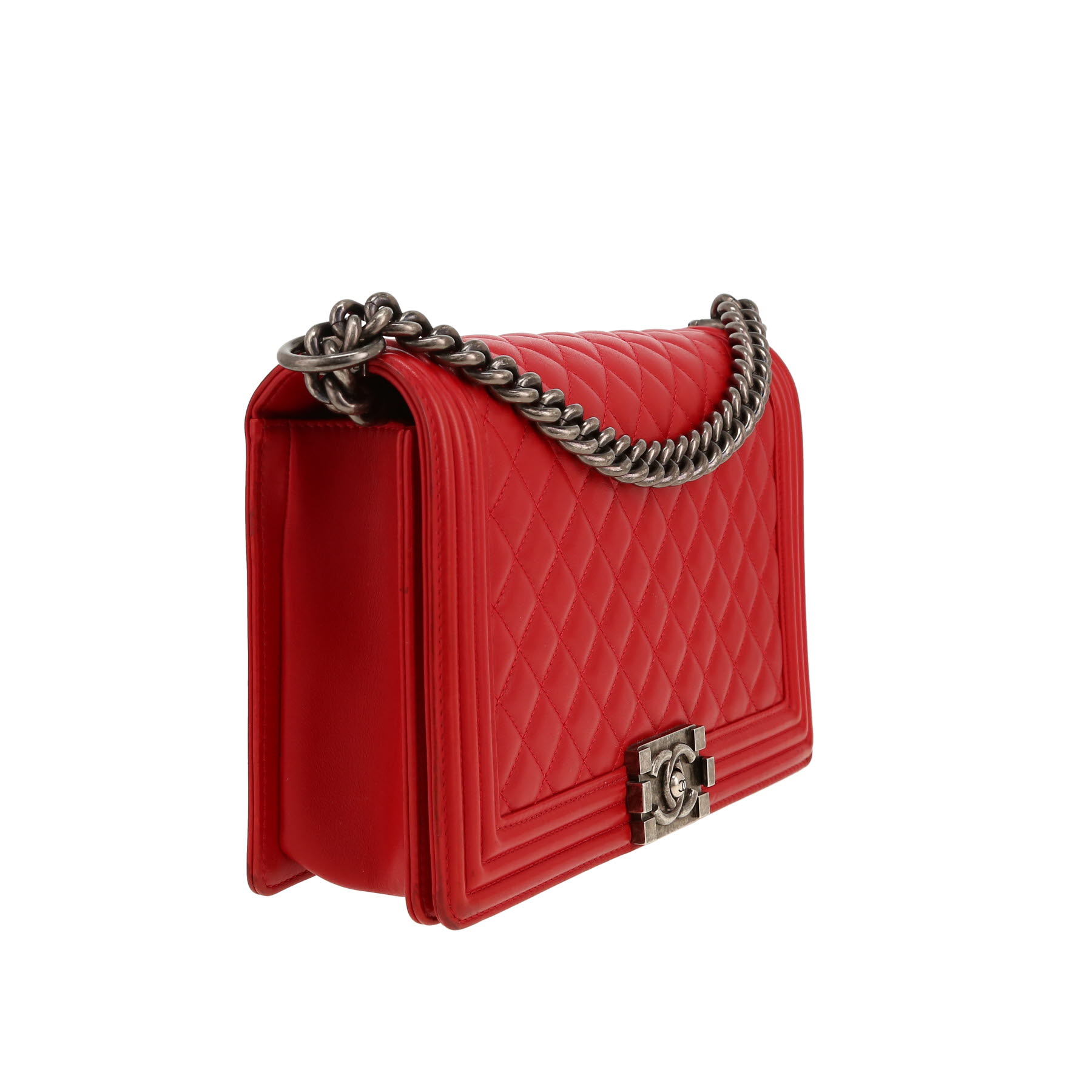 Chanel  Boy shoulder bag  in red quilted leather