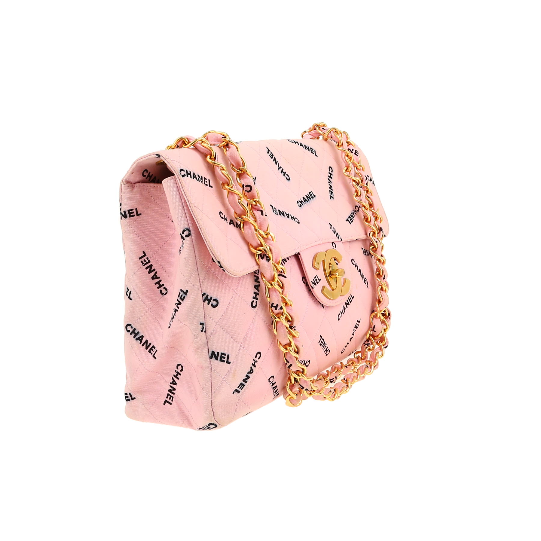 Bolso bandolera Chanel  Timeless Maxi Jumbo en lona acolchada rosa
