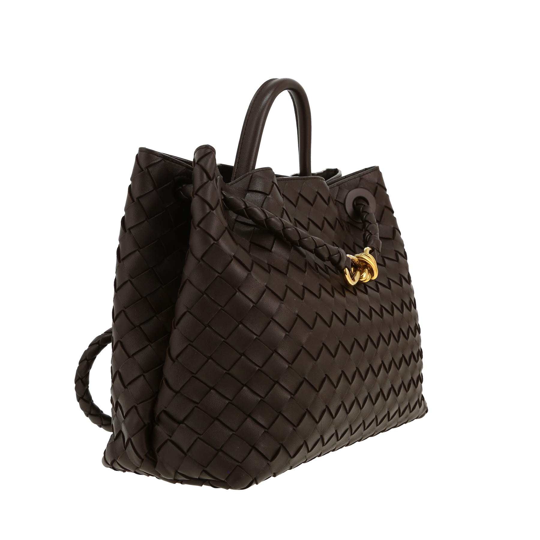 Bottega Veneta  Andiamo medium model  shoulder bag  in brown intrecciato leather