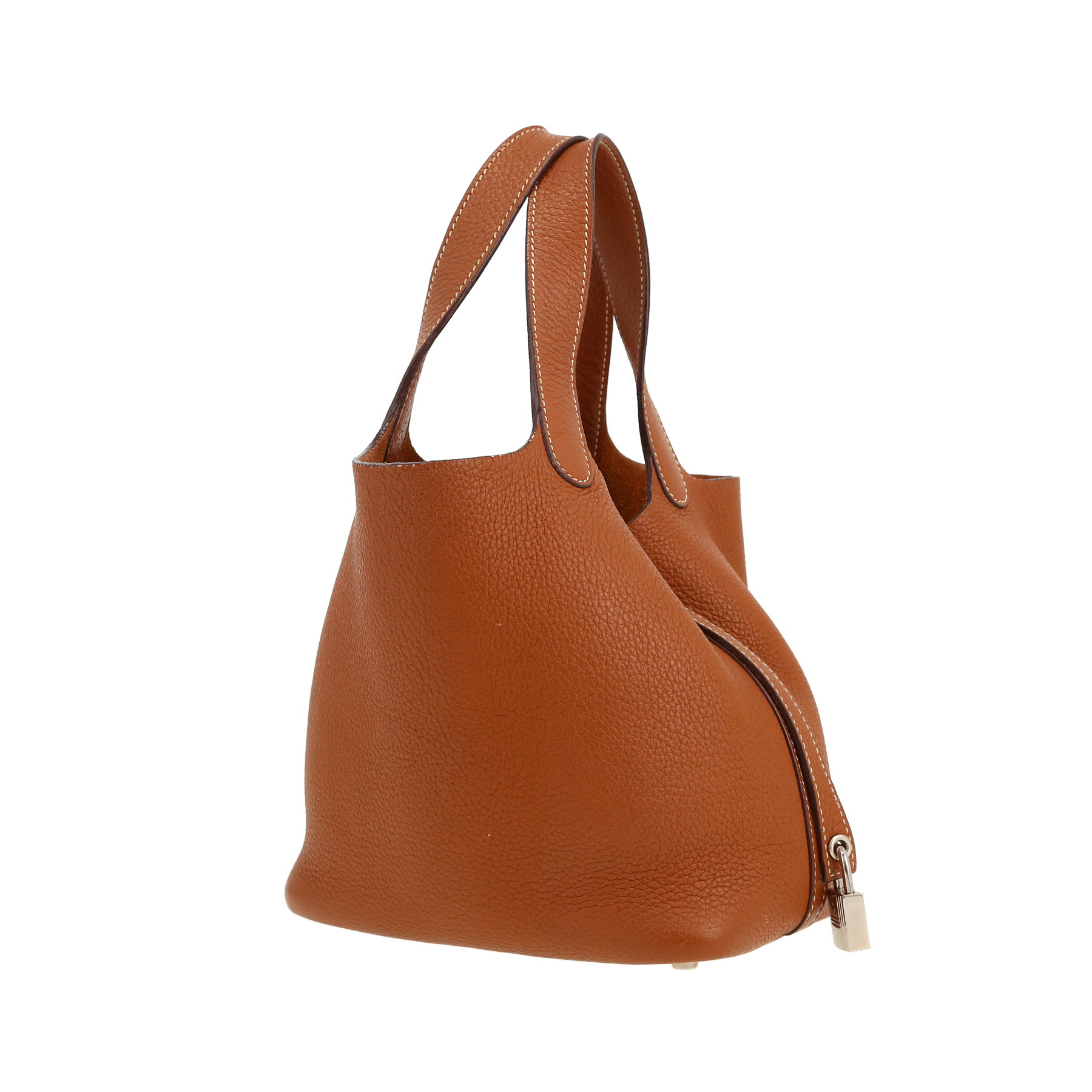 Bolso de mano Hermès  Picotin 18 cm en cuero taurillon clémence color oro