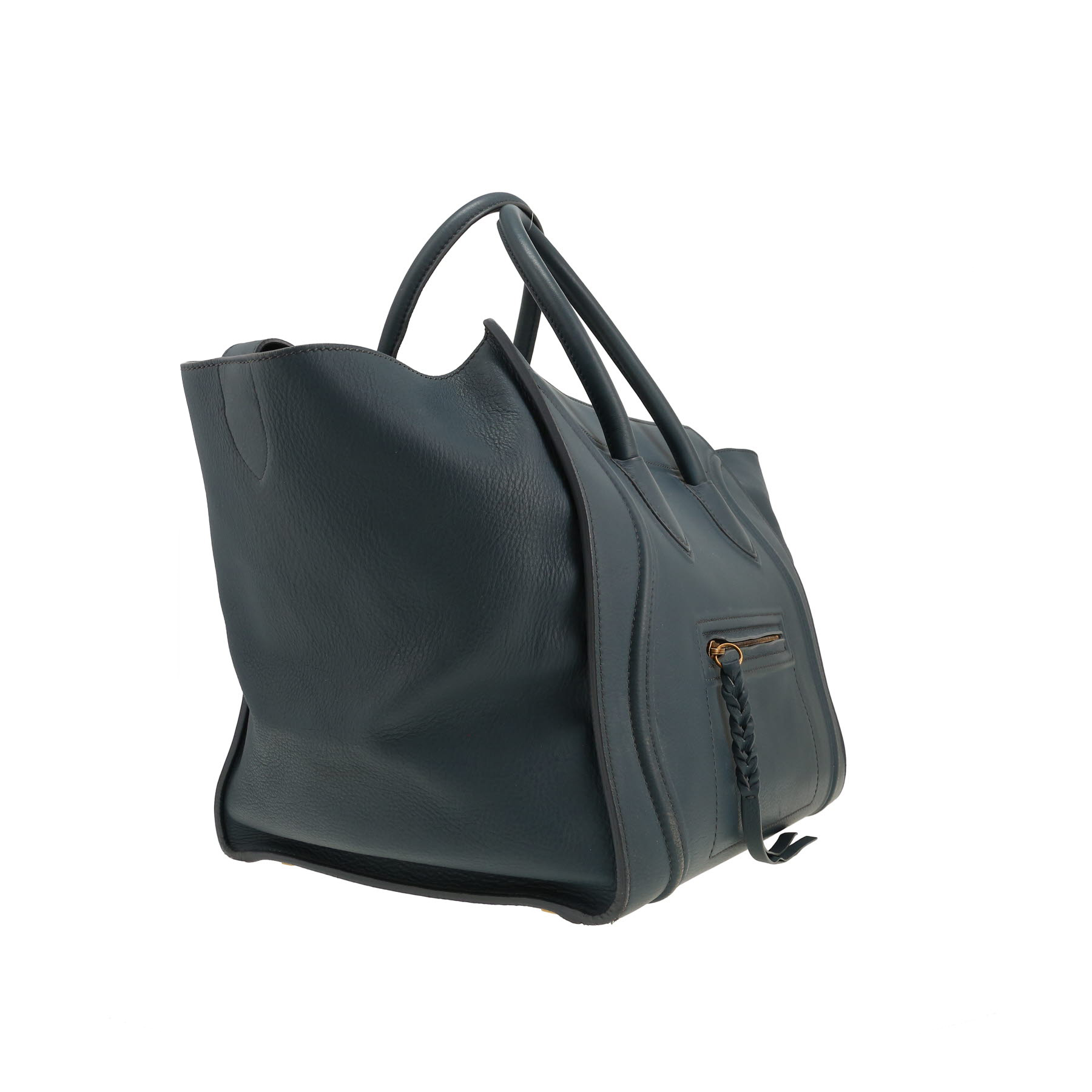 Celine  Phantom shopping bag  in blue grained leather