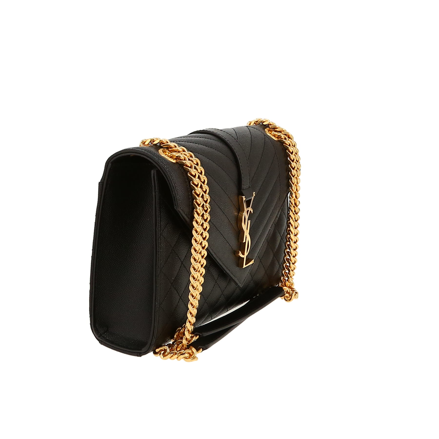 Saint Laurent  Envelope medium model  shoulder bag  in black grained leather