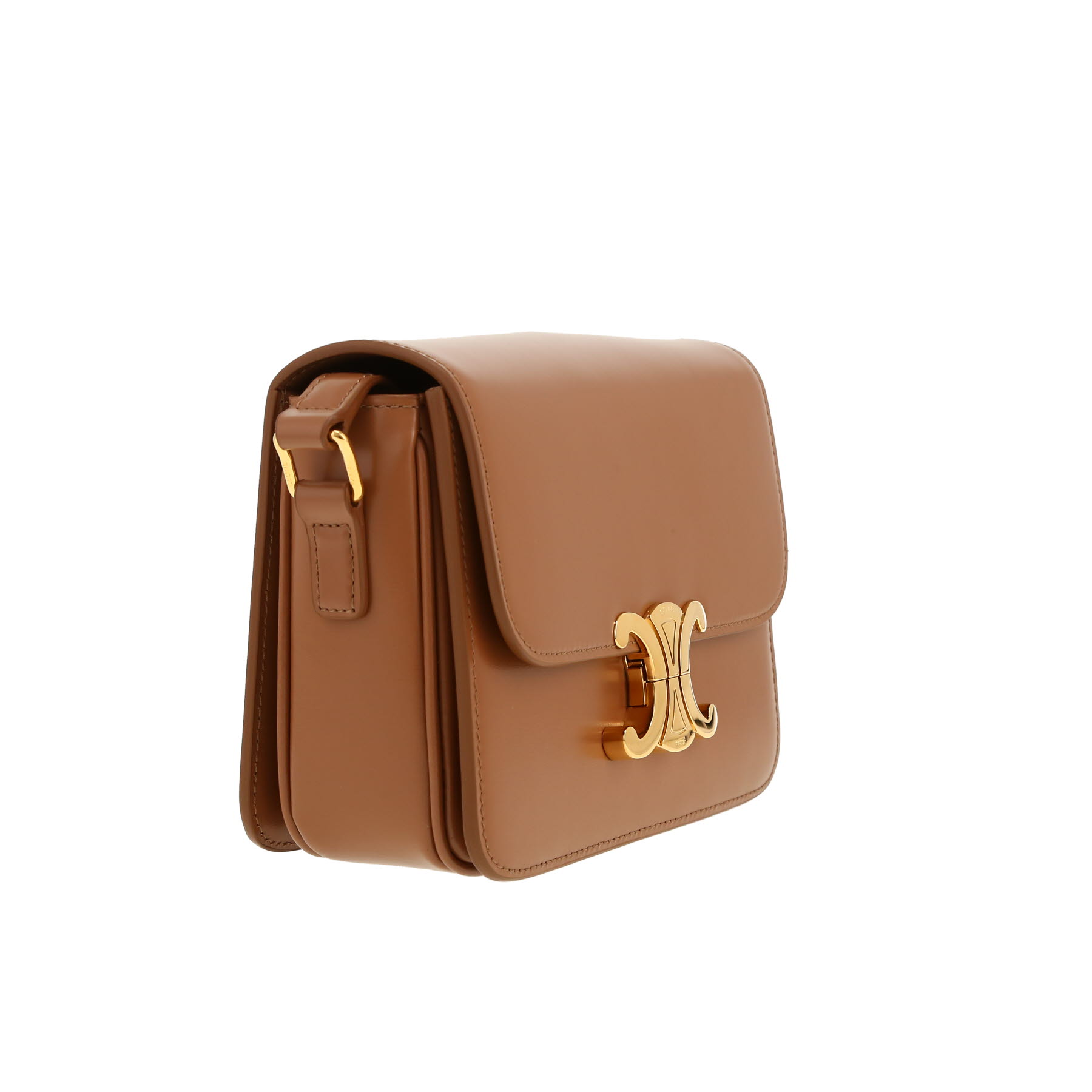 Celine Triomphe Teen brown leather shoulder bag