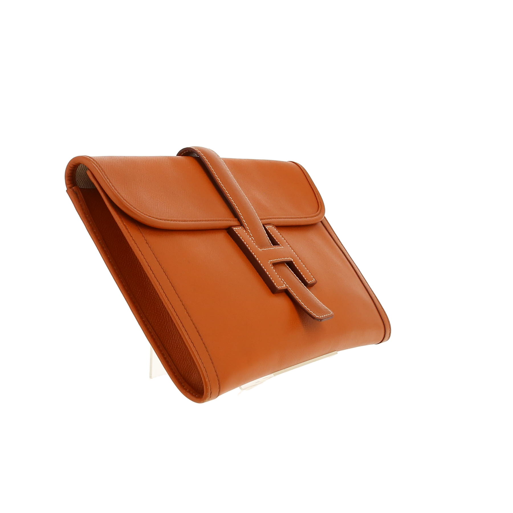 Bolsito de mano Hermès  Jige en cuero Courchevel color oro