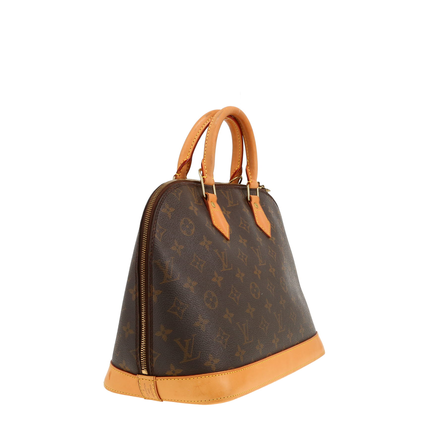 Louis Vuitton  Alma small model  handbag  in brown monogram canvas  and natural leather