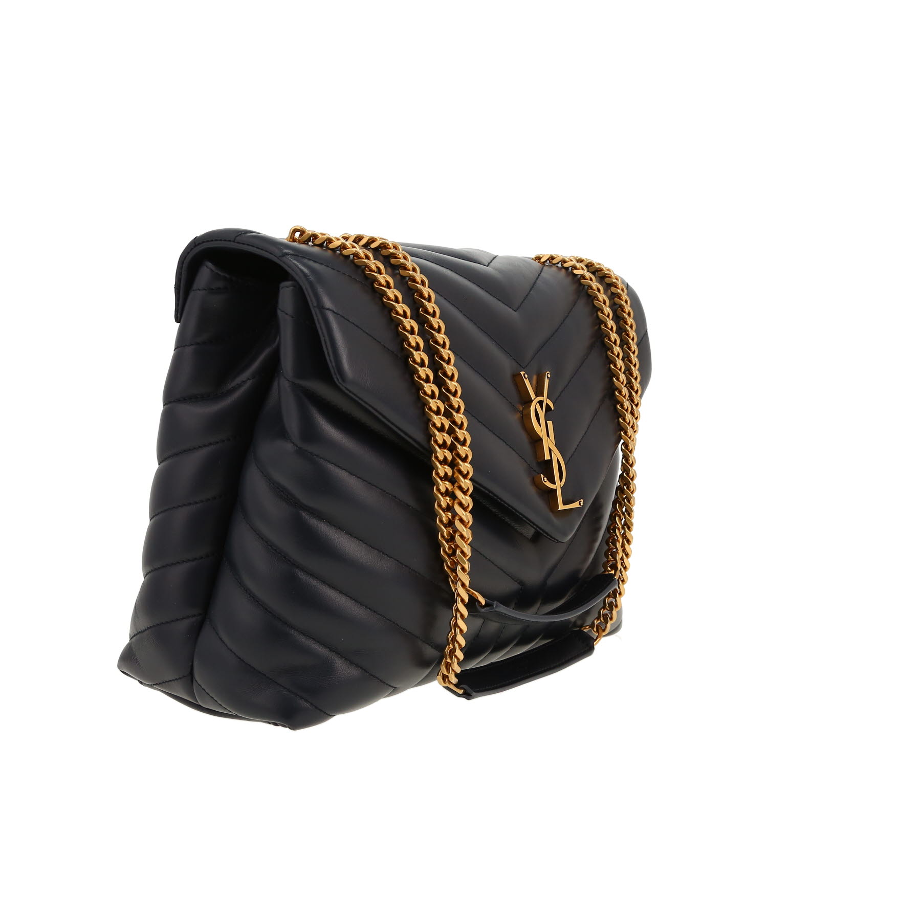 Saint Laurent  Loulou handbag  in navy blue chevron quilted leather