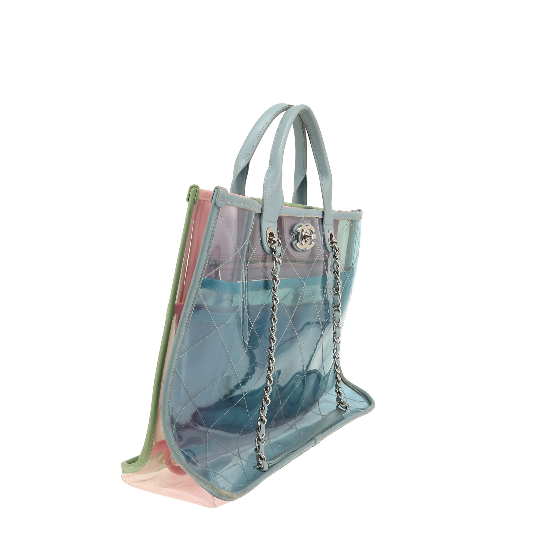 Chanel Coco Splash tote bag in pink, blue and green leather and PVC