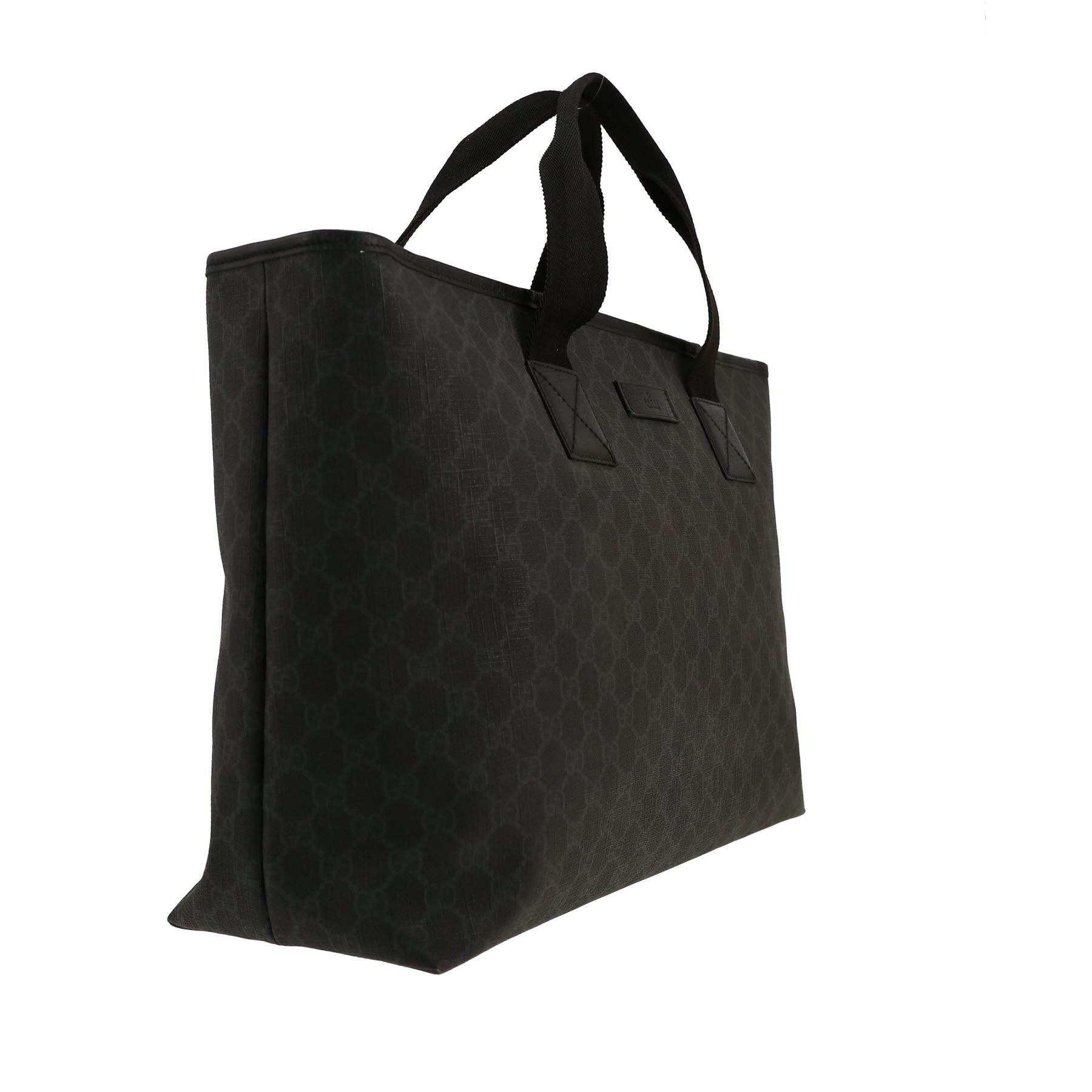 Gucci   weekend bag  in grey coated canvas  and black leather