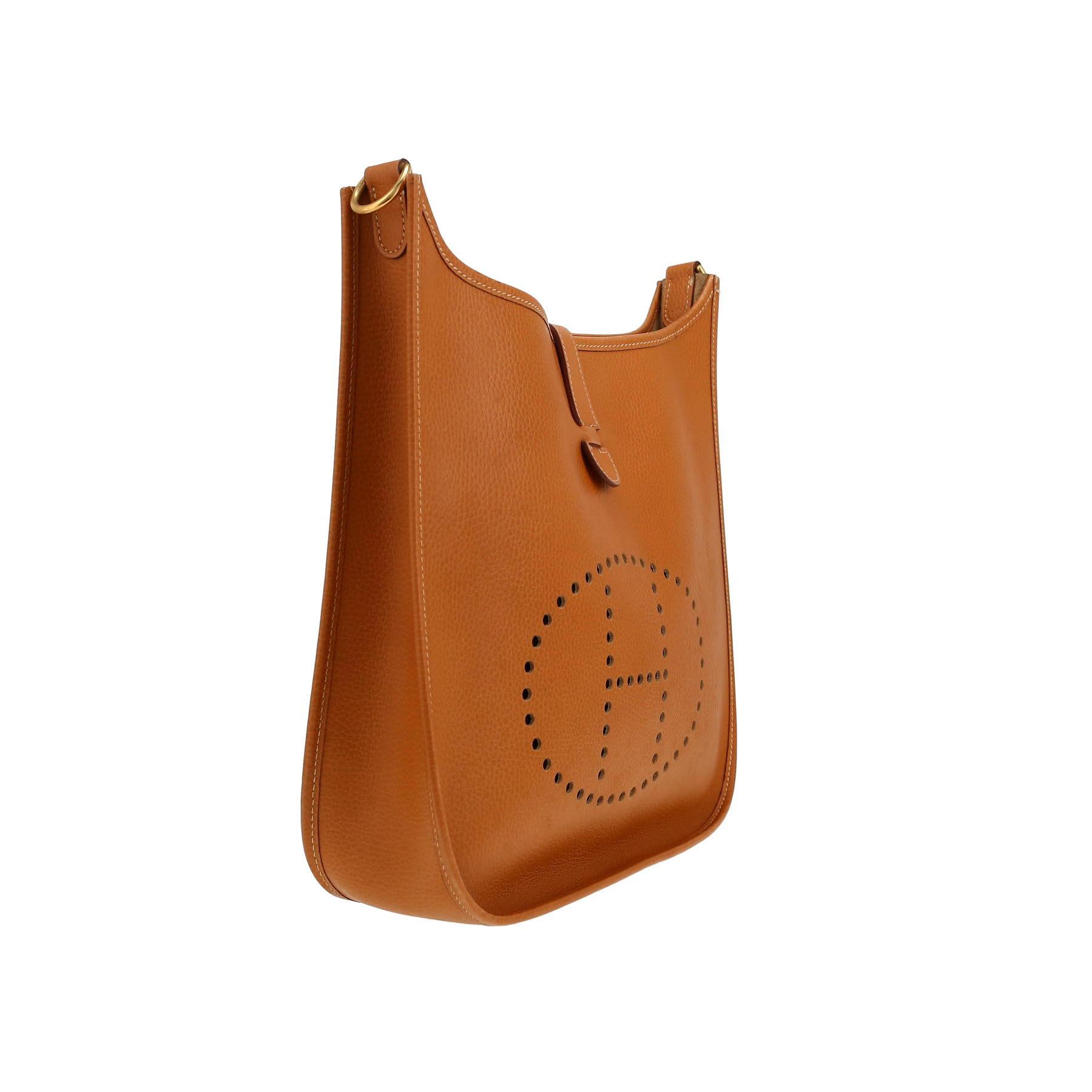 Hermès  Evelyne shoulder bag  in gold Courchevel leather