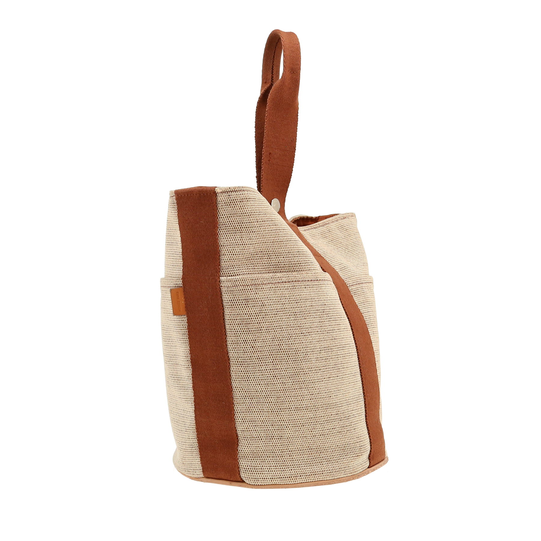 Sac cabas Hermès  Sceau en toile H beige et toile gold