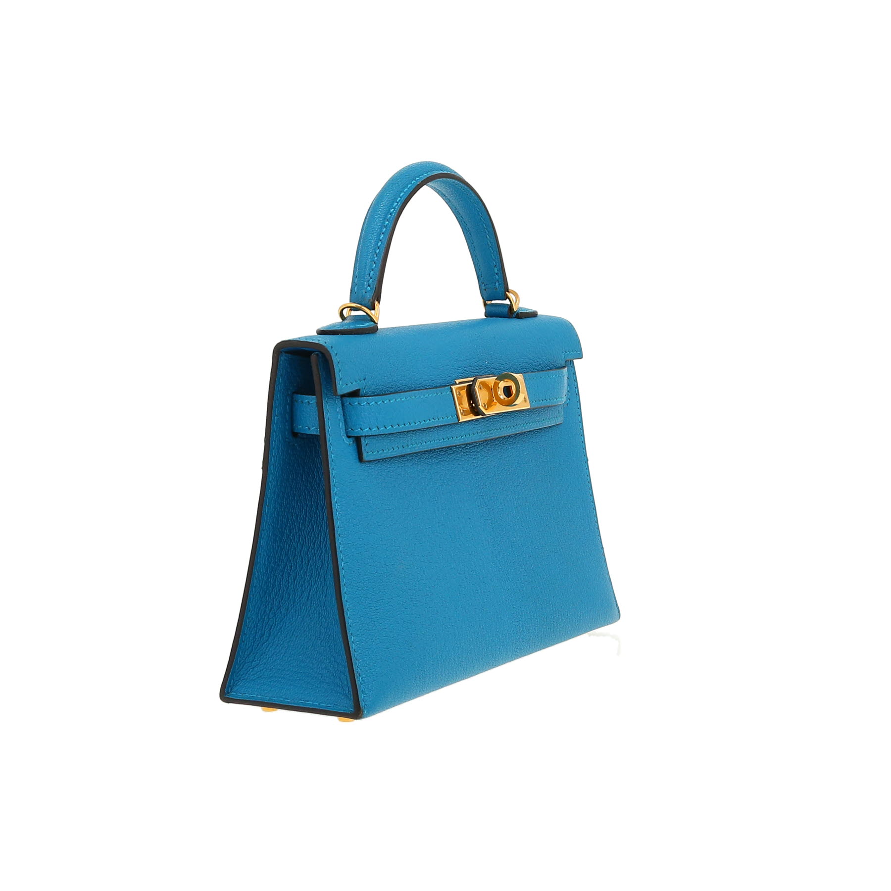 Hermès  Kelly 20 cm shoulder bag  in blue Mysore leather