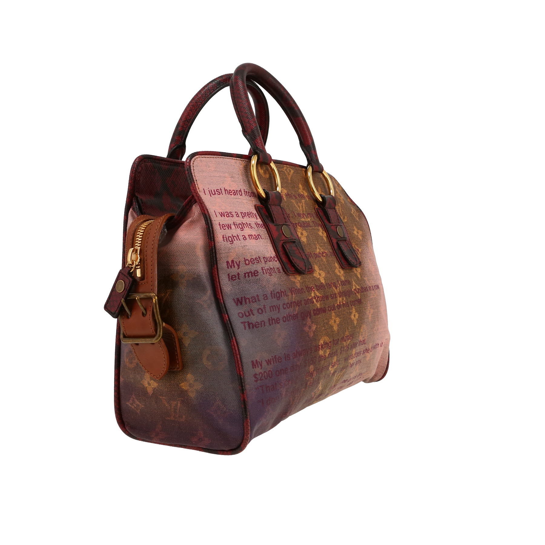 Sac à main Louis Vuitton  Edition Limitée Richard Prince en toile monogram prune marron et beige