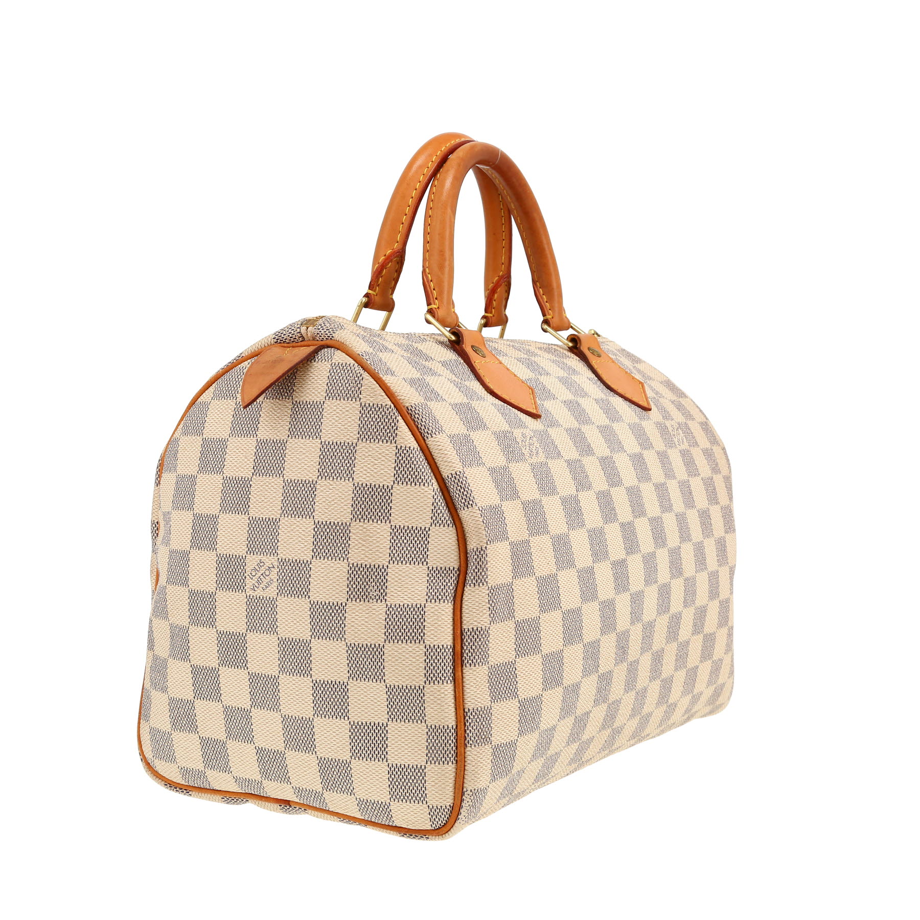 Louis Vuitton  Speedy 30 handbag  in azur damier canvas  and natural leather