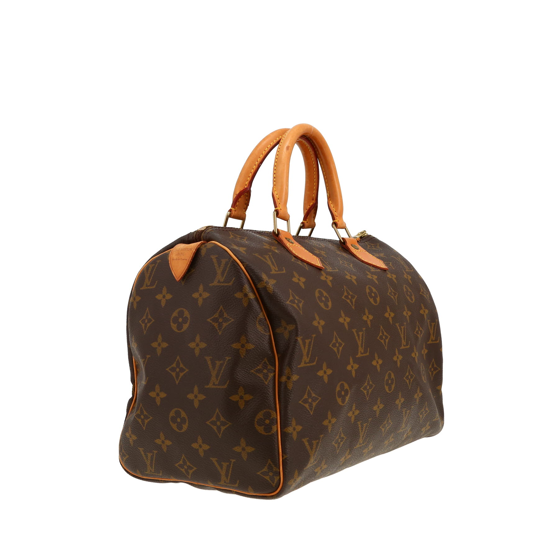 Louis Vuitton  Speedy 30 handbag  in brown monogram canvas  and natural leather