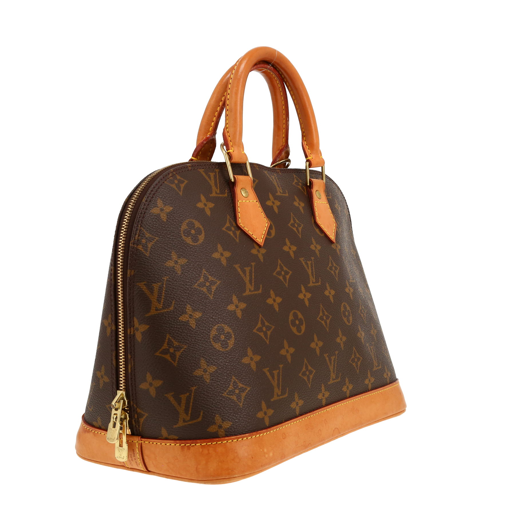 Louis Vuitton  Alma handbag  in brown monogram canvas  and natural leather
