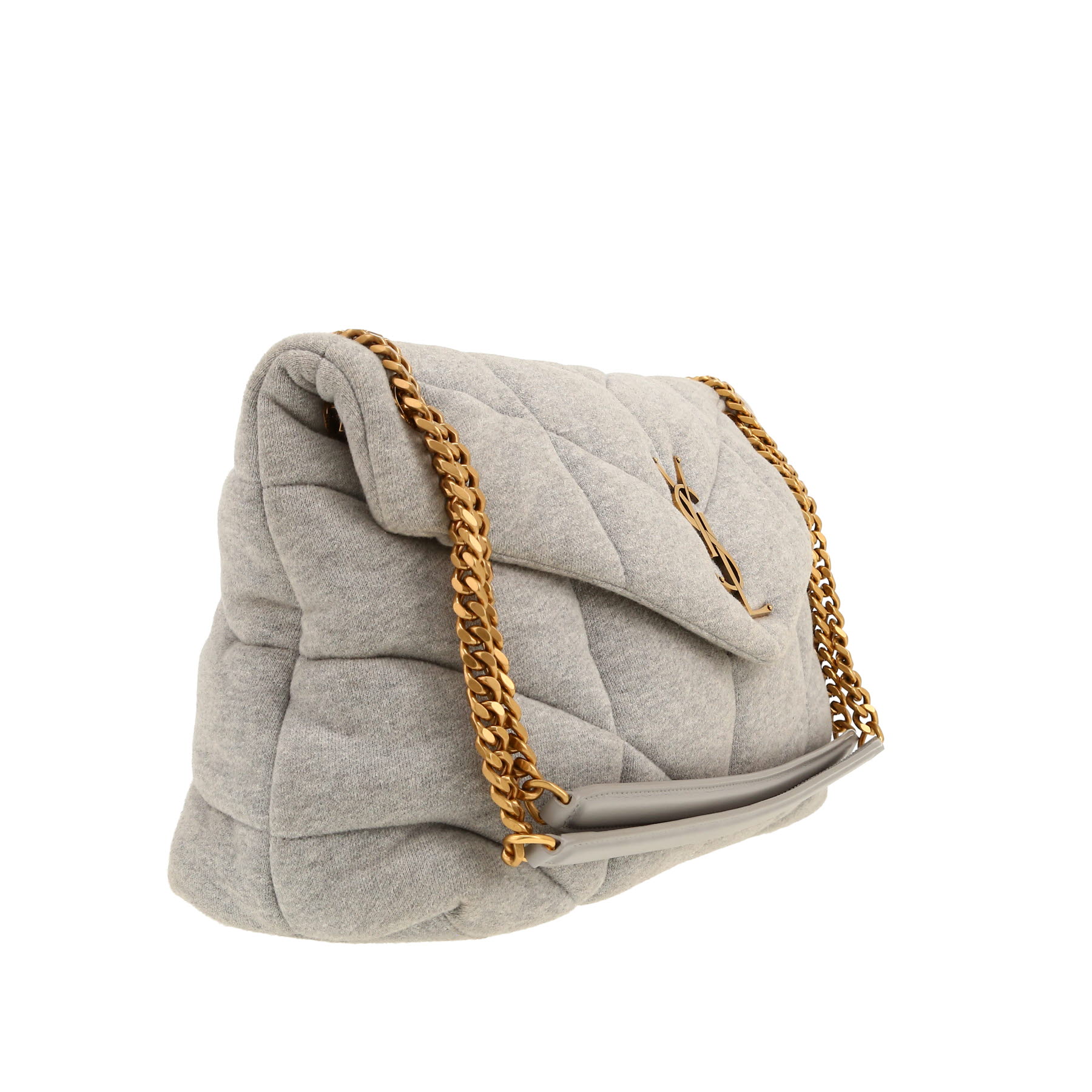 Bolso bandolera Saint Laurent  Puffer modelo grande  en lona espigas gris