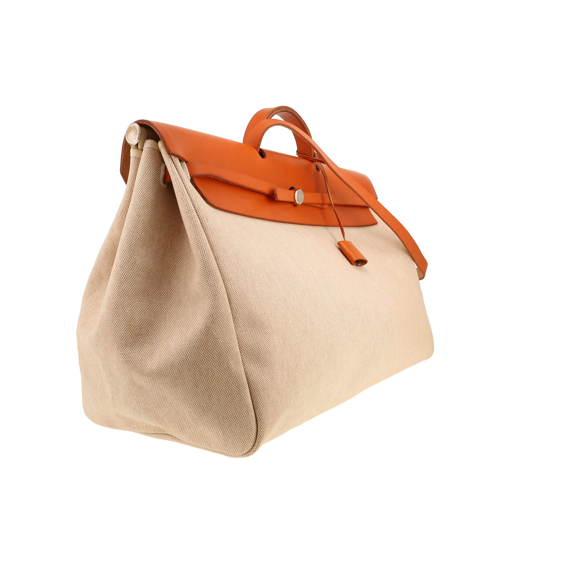 Hermès  Herbag large model  travel bag  in beige canvas  and natural leather