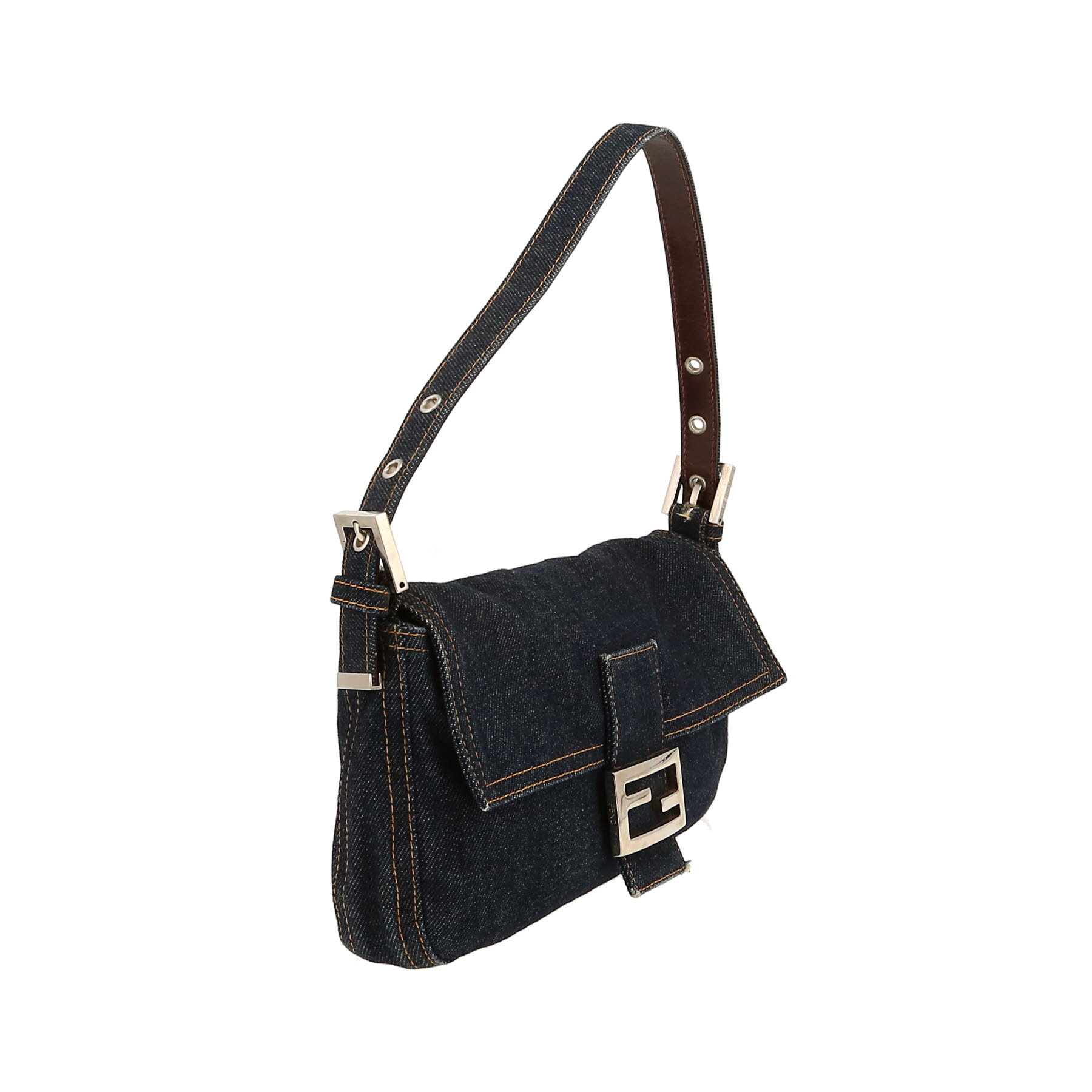 Fendi  Baguette handbag  in blue denim canvas