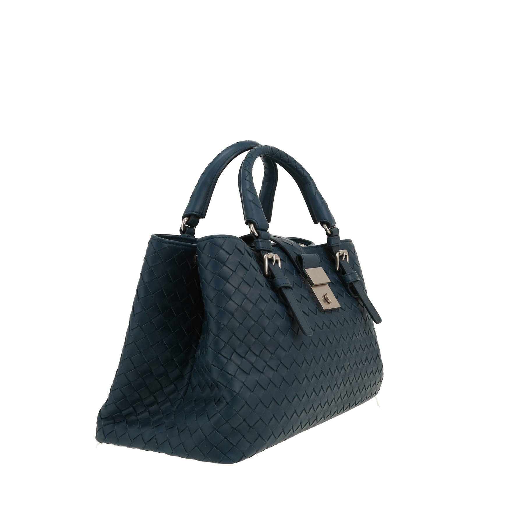 Bottega Veneta  Roma handbag  in blue intrecciato leather