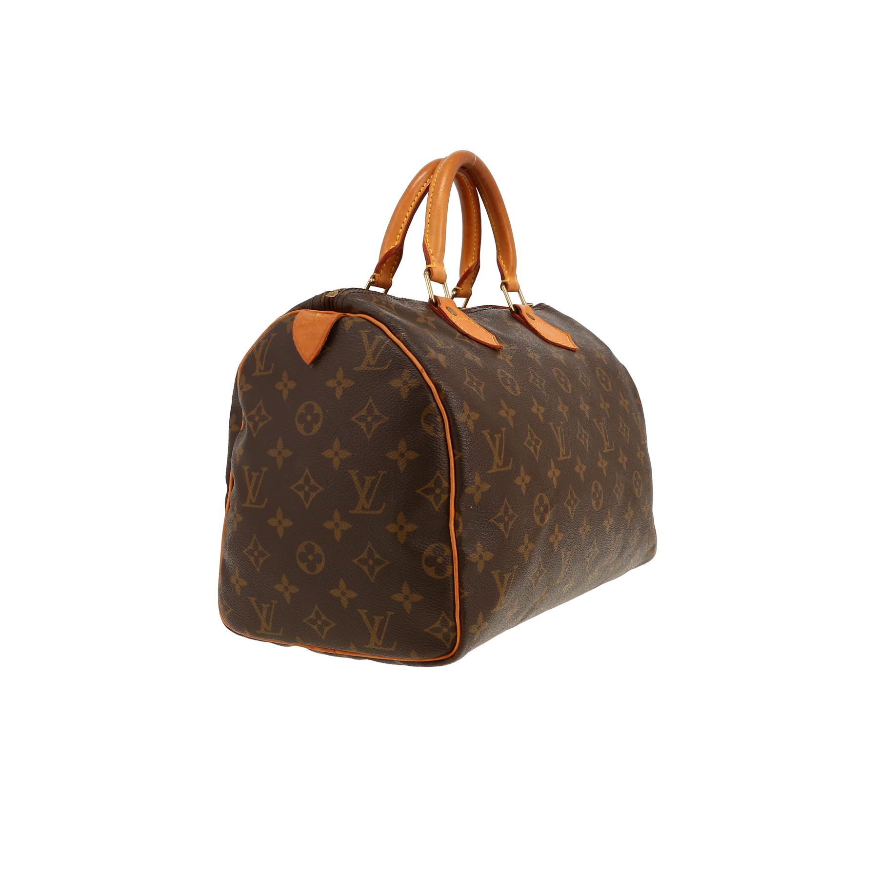 Louis Vuitton  Speedy 30 handbag  in brown monogram canvas  and natural leather