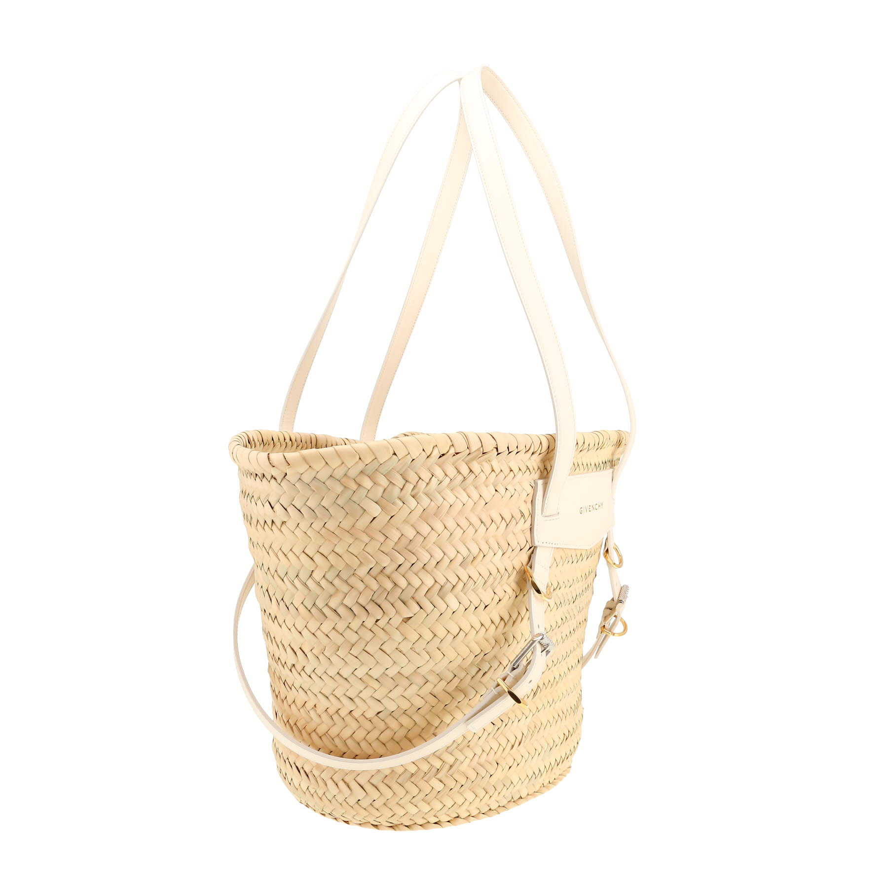 Givenchy  Voyou shopping bag  in beige wicker  and white leather