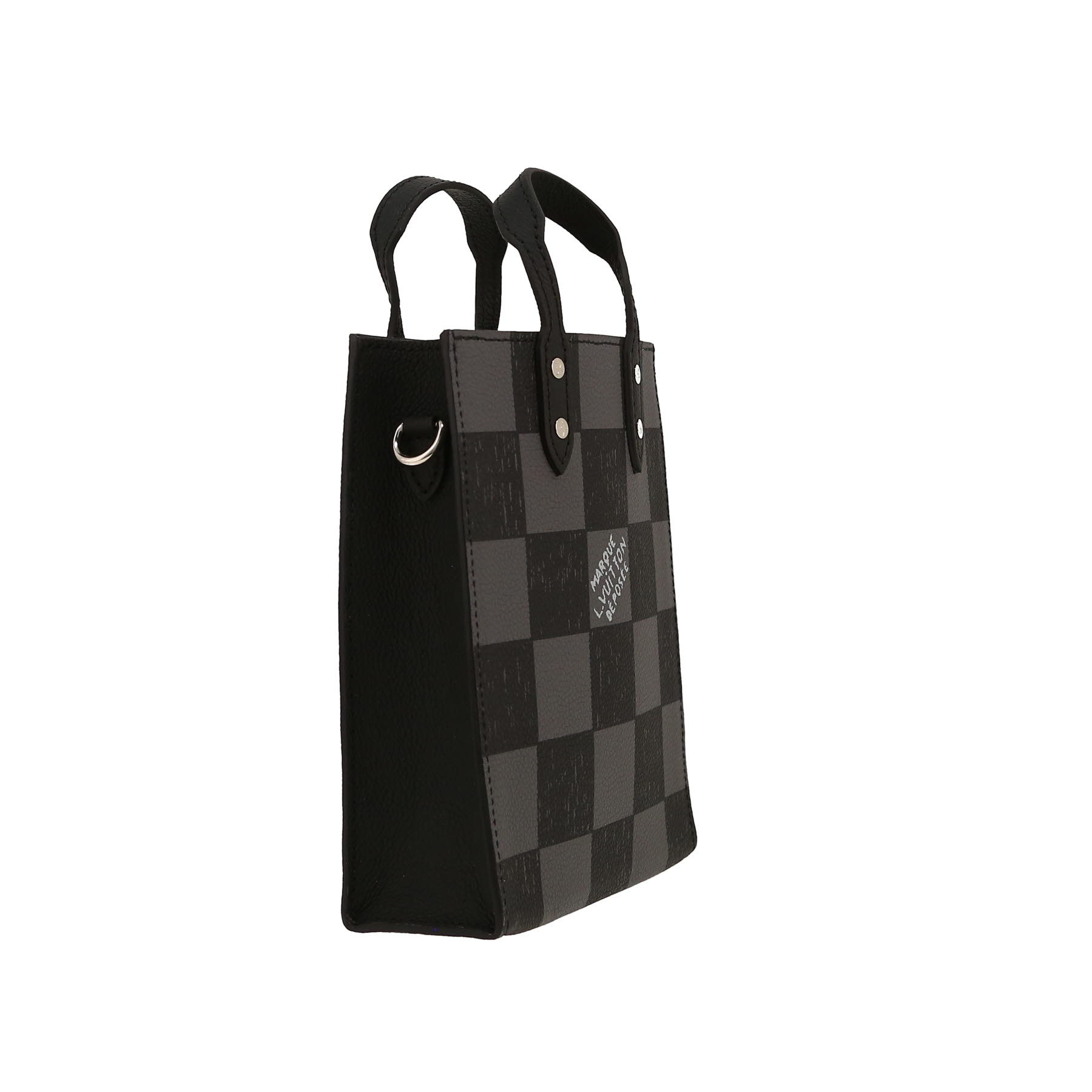 Louis Vuitton  Sac Plat mini  shoulder bag  in black and grey damier canvas