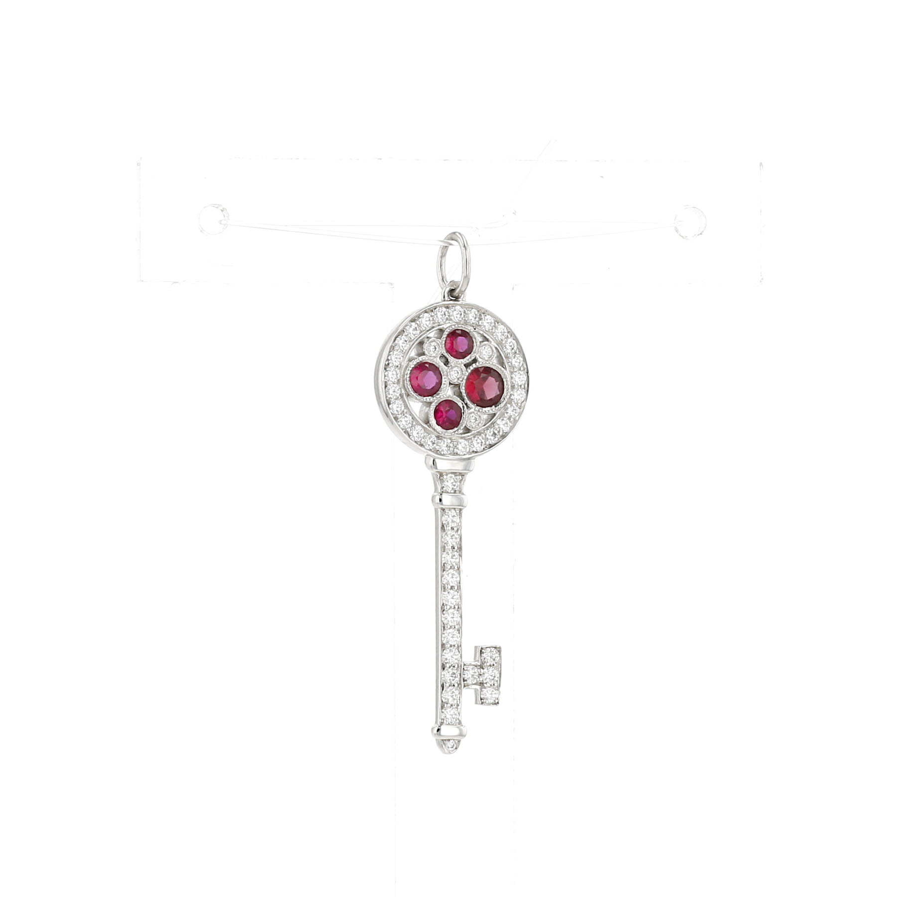Tiffany & Co Cobblestone pendant in platinium, diamonds and ruby