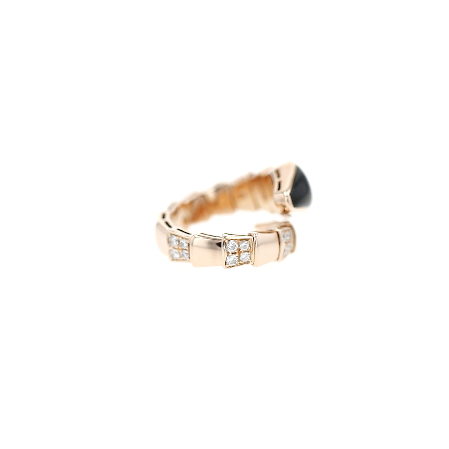Bulgari Serpenti Viper ring in pink gold, onyx and diamonds