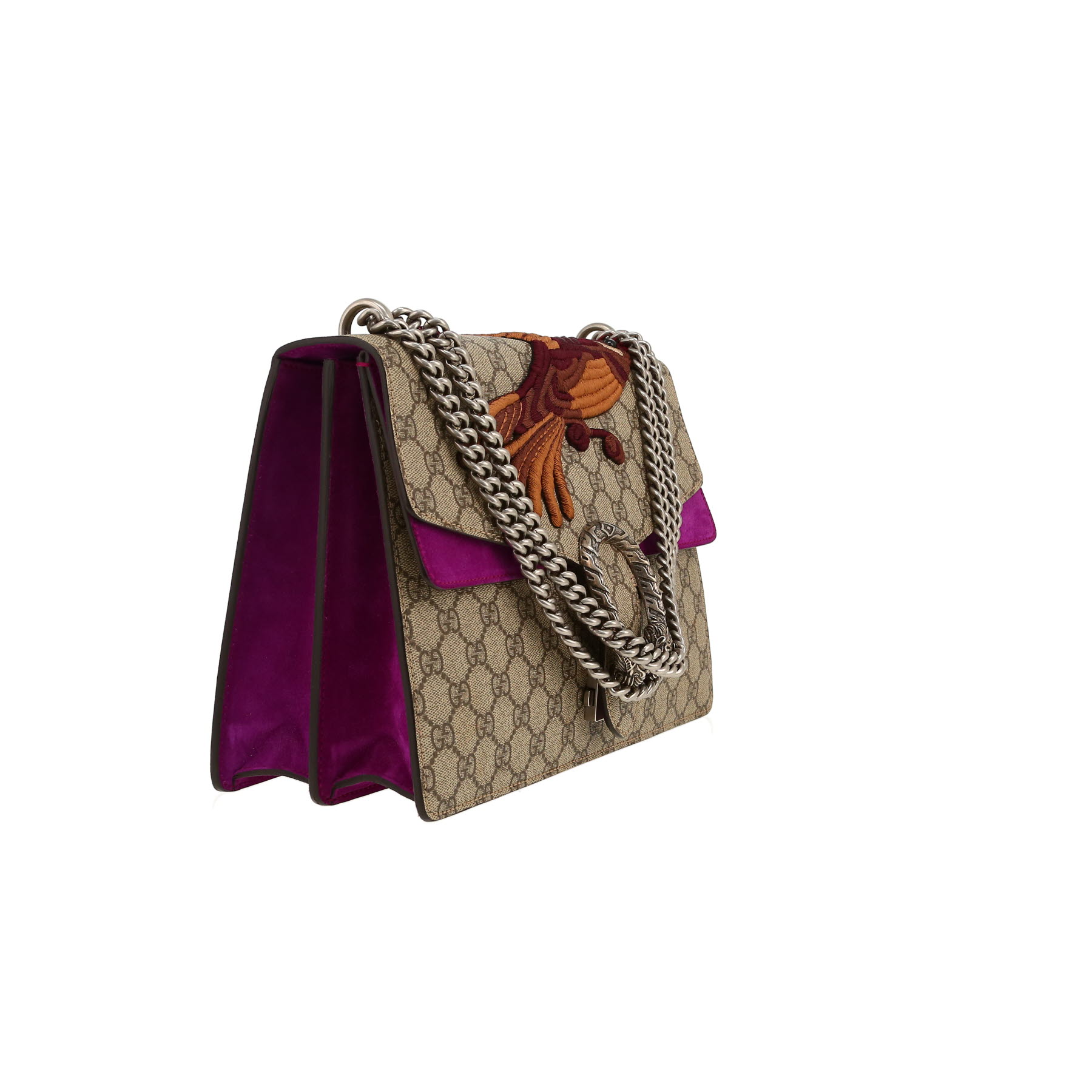 Gucci  Dionysus handbag  in beige "sûpreme GG" canvas  and purple Veau velours