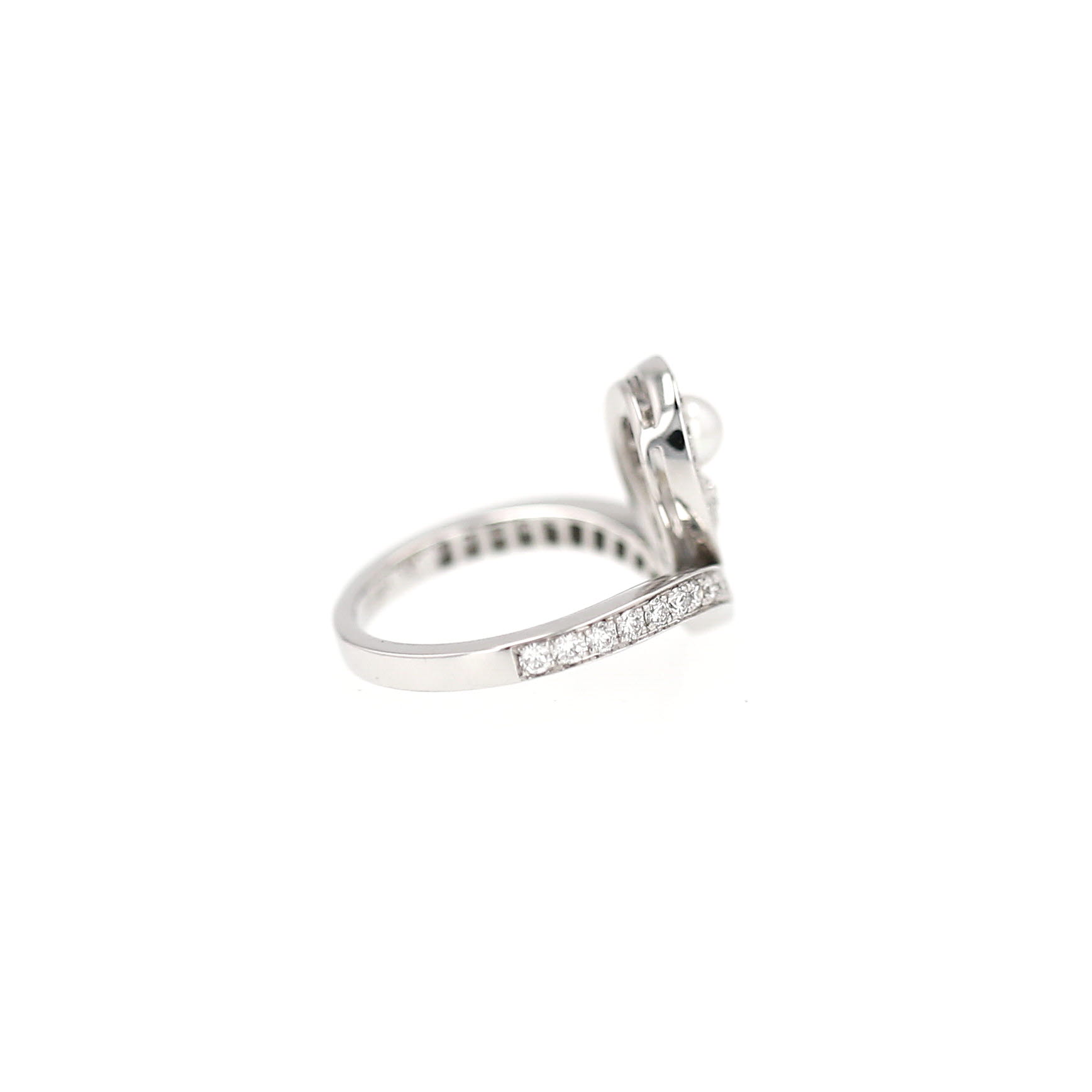Sortija Chaumet Joséphine Aigrette de oro blanco, diamantes y perla cultivada