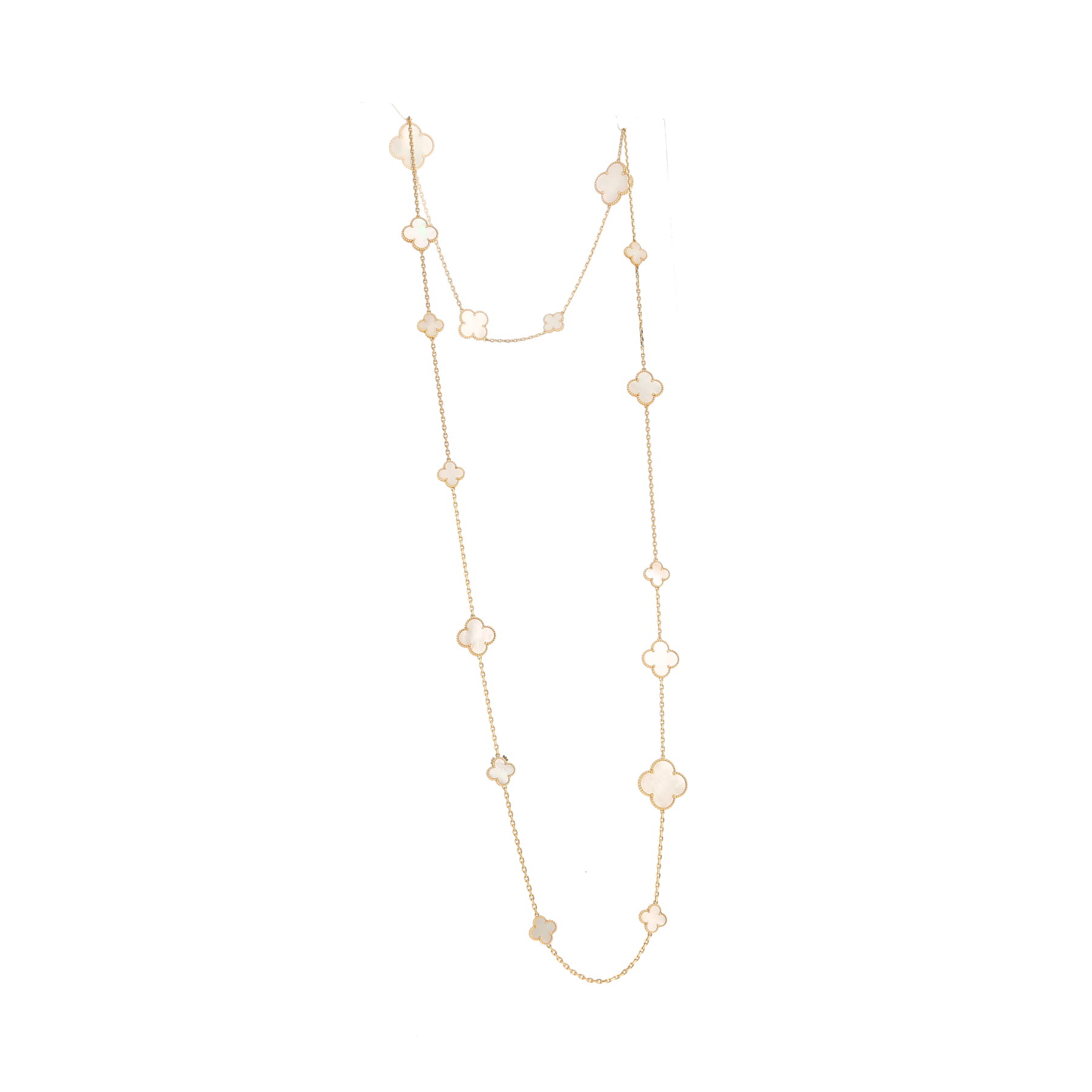 Van Cleef & Arpels Magic Alhambra long necklace in yellow gold and mother of pearl