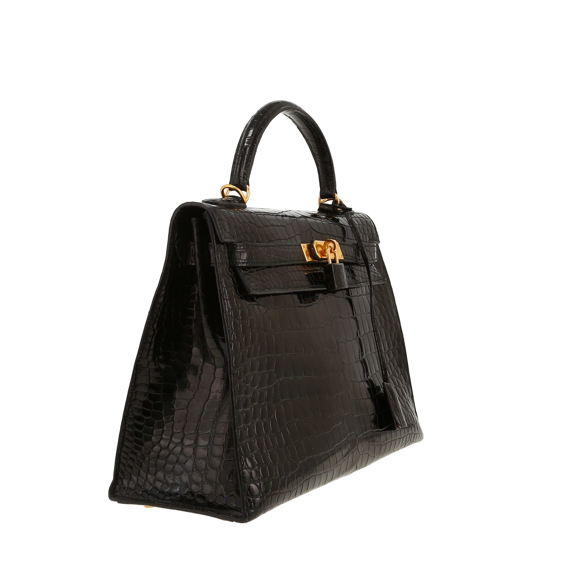 Bolso de mano Hermès  Kelly 32 cm en cocodrilo porosus negro