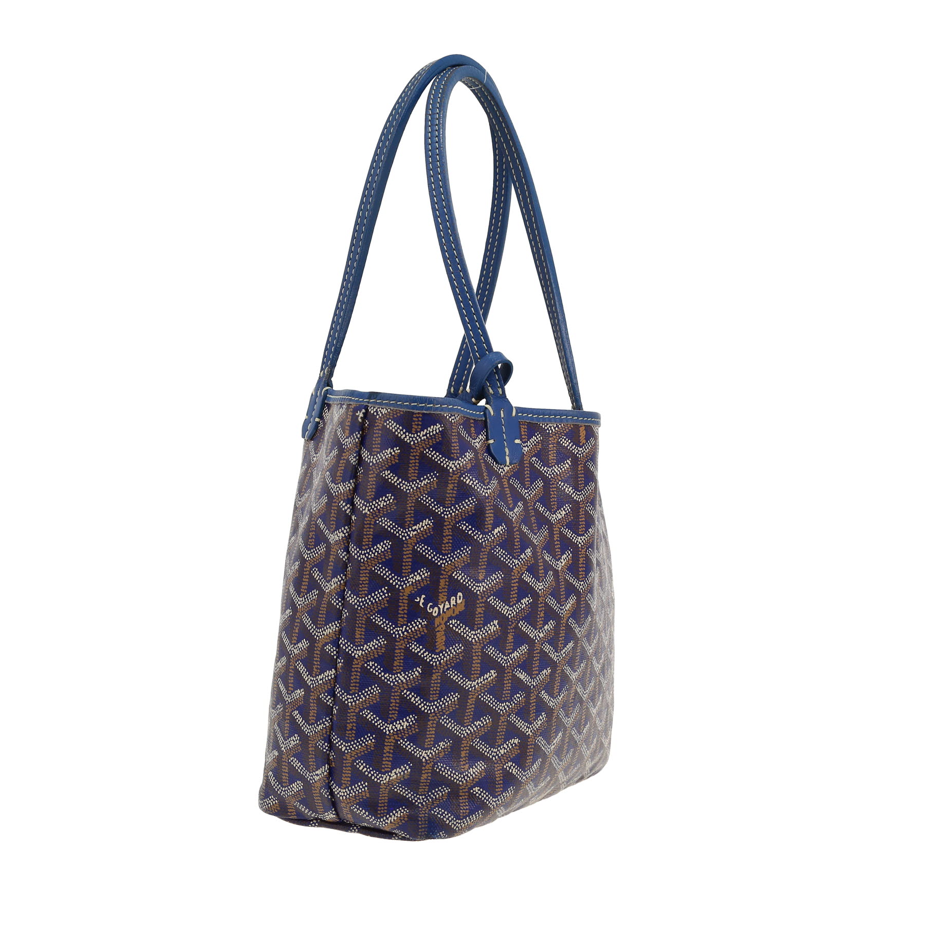Goyard  Mini Saint-Louis shopping bag  in blue Goyard canvas  and blue leather