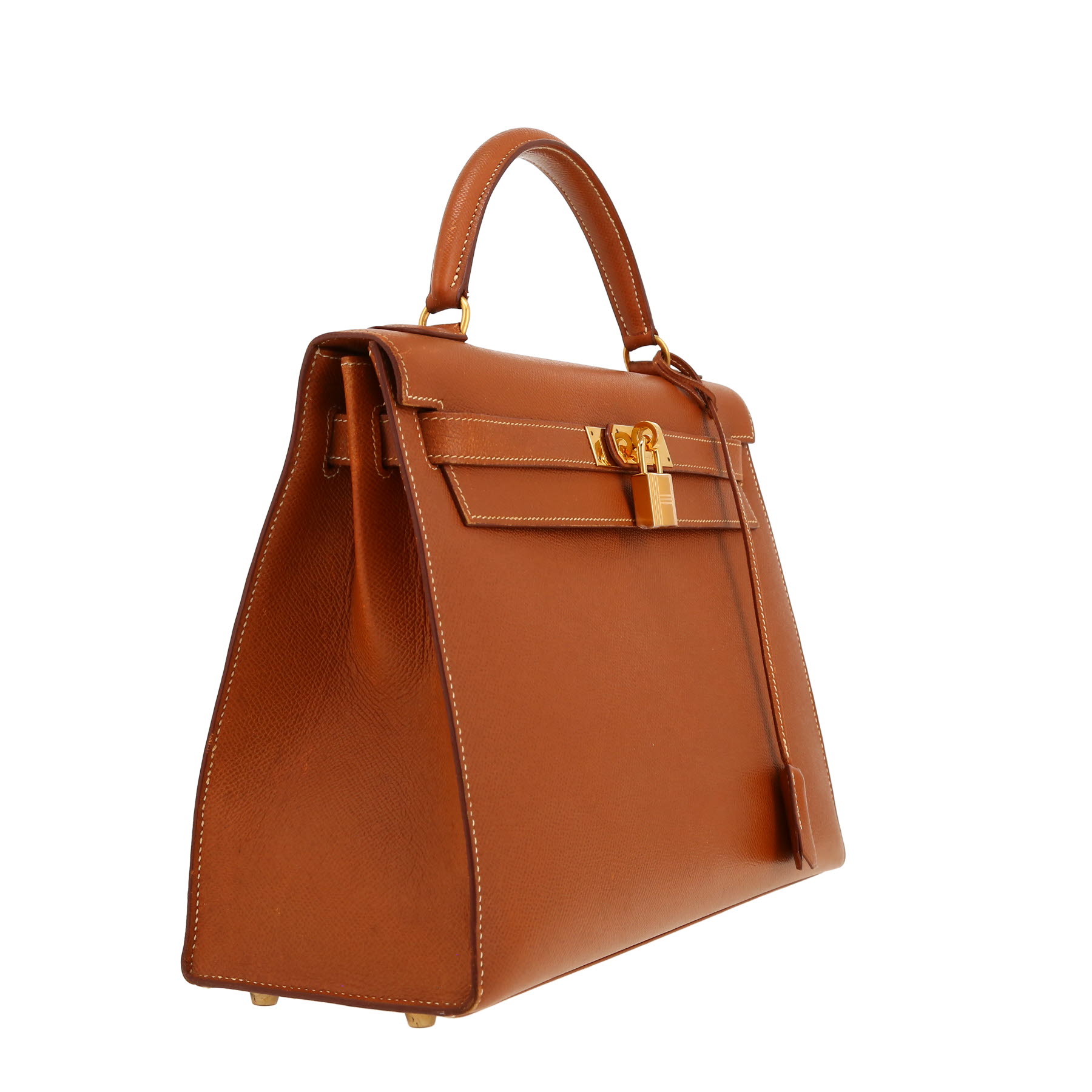 Sac à main Hermès  Kelly 32 cm en cuir Courchevel gold