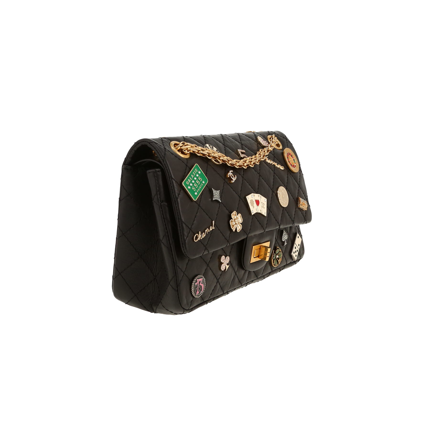 Chanel  2.55 shoulder bag  in black quilted leather