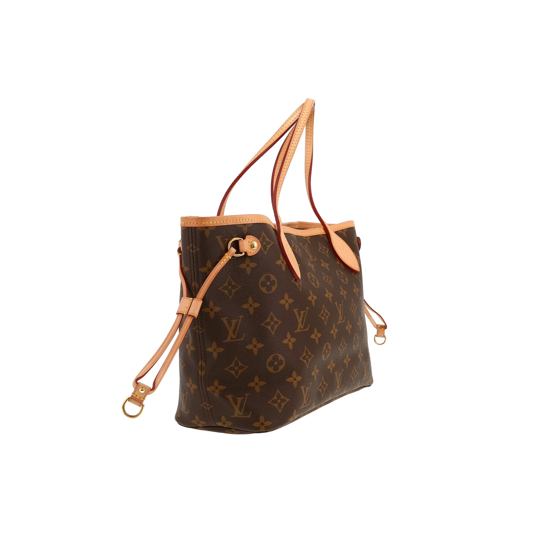 Sac cabas Louis Vuitton  Neverfull petit modèle  en toile monogram marron et cuir naturel