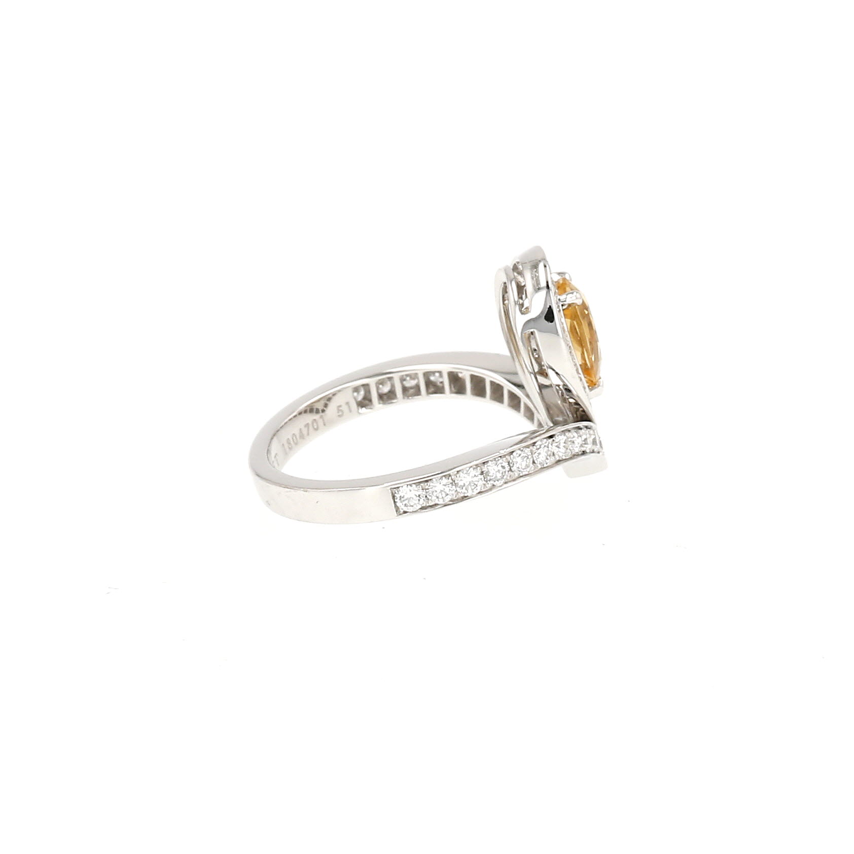 Bague Chaumet Joséphine Aigrette en or blanc, diamants et citrine