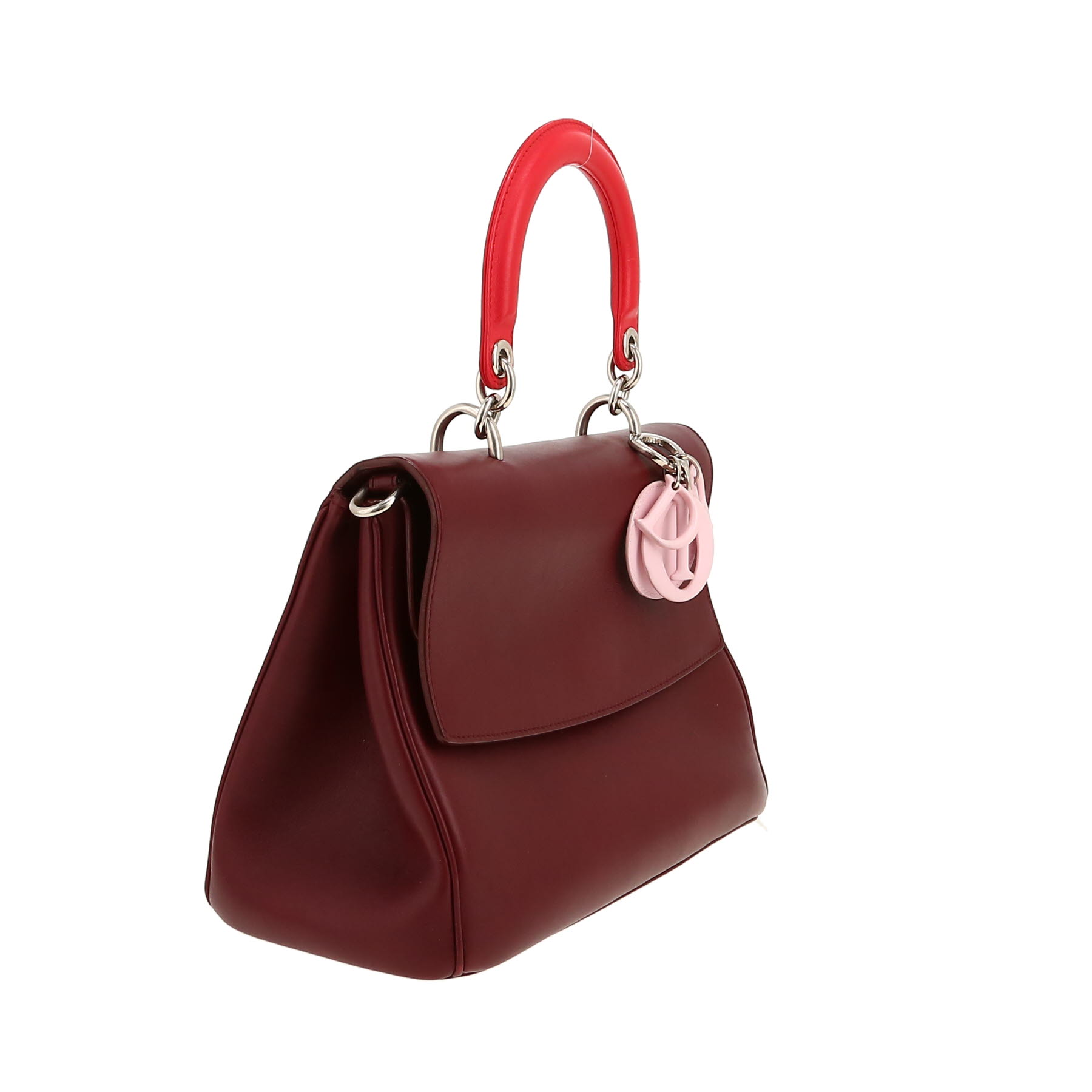 Sac à main Dior  Be Dior en cuir bordeaux et rose