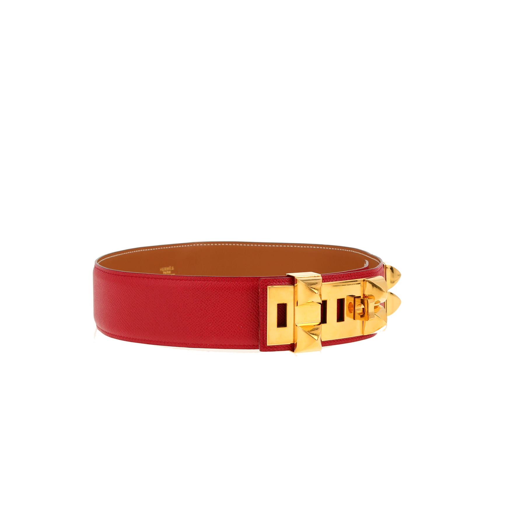 Ceinture Hermès  Médor en cuir Courchevel rouge