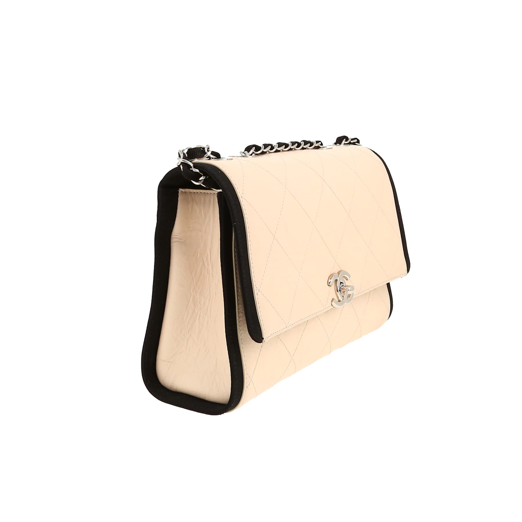 Chanel   shoulder bag  in black and beige leather