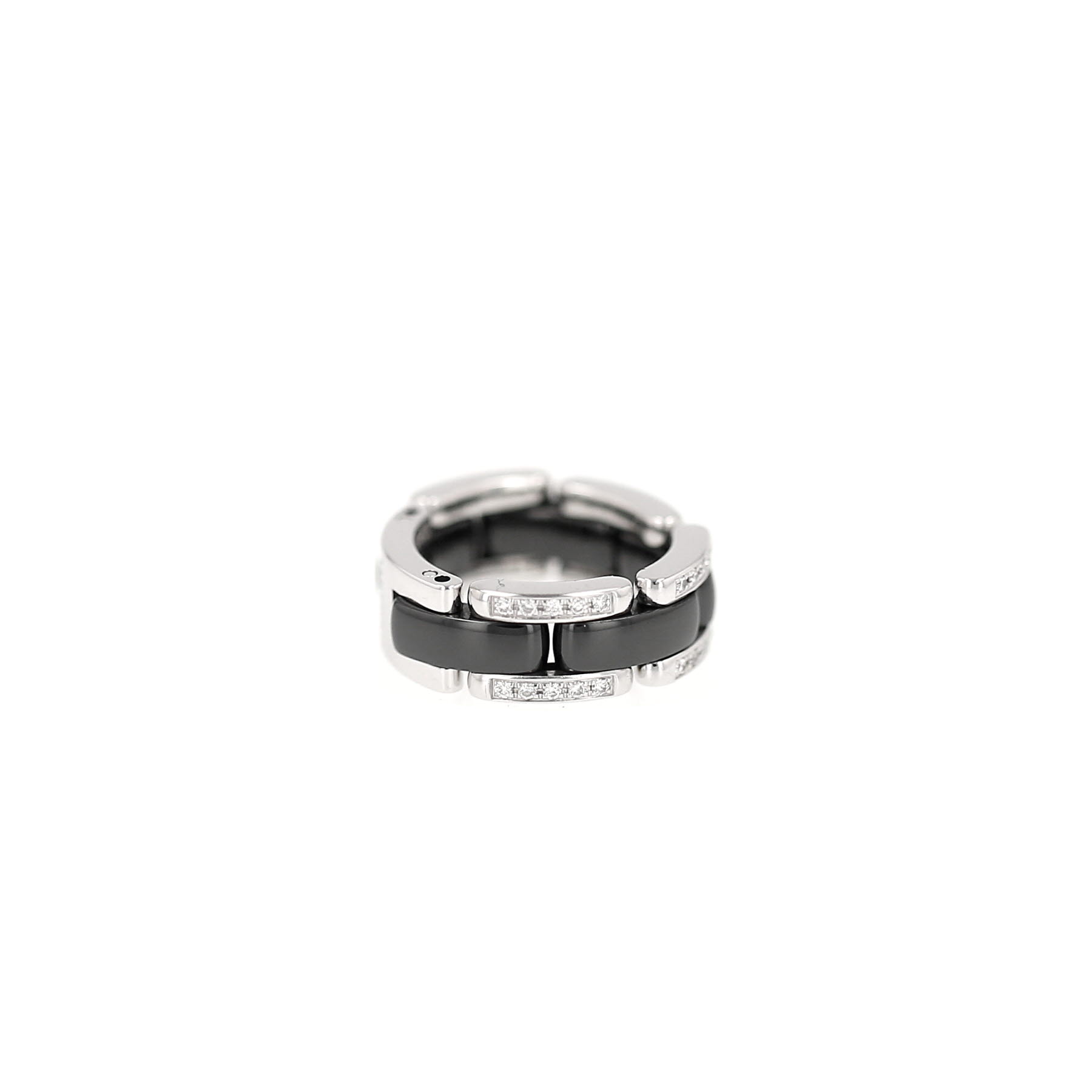 Flexible Chanel Ultra medium model ring in white gold, ceramic and diamonds