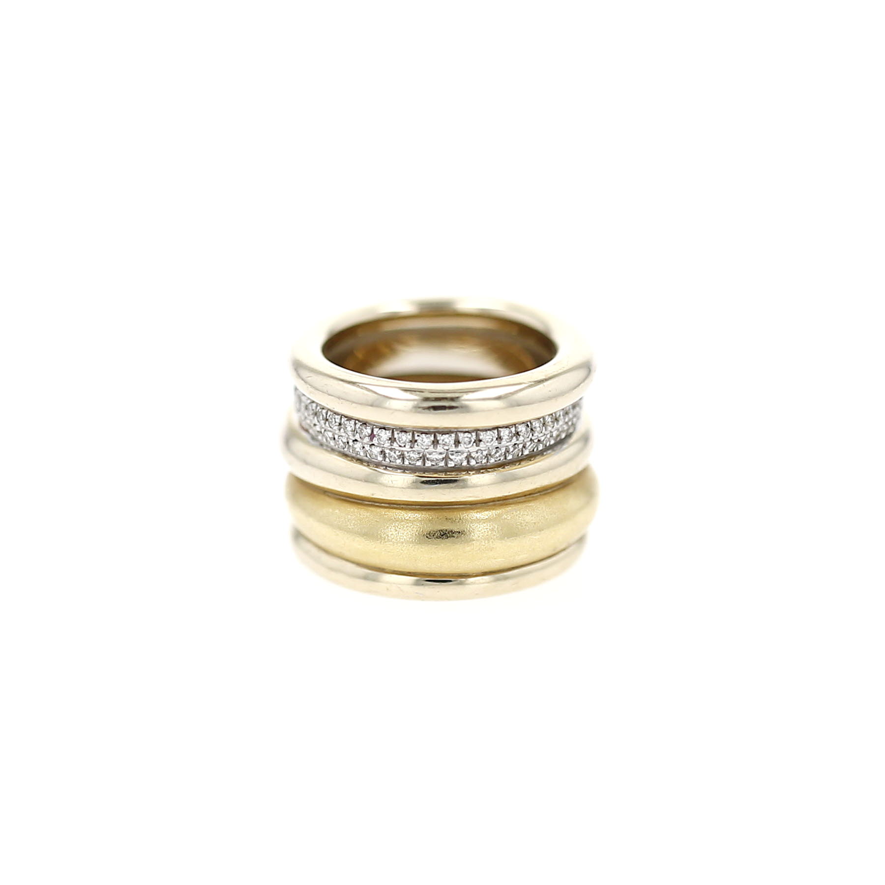 Pomellato Tubolare ring in yellow gold, white gold and diamonds