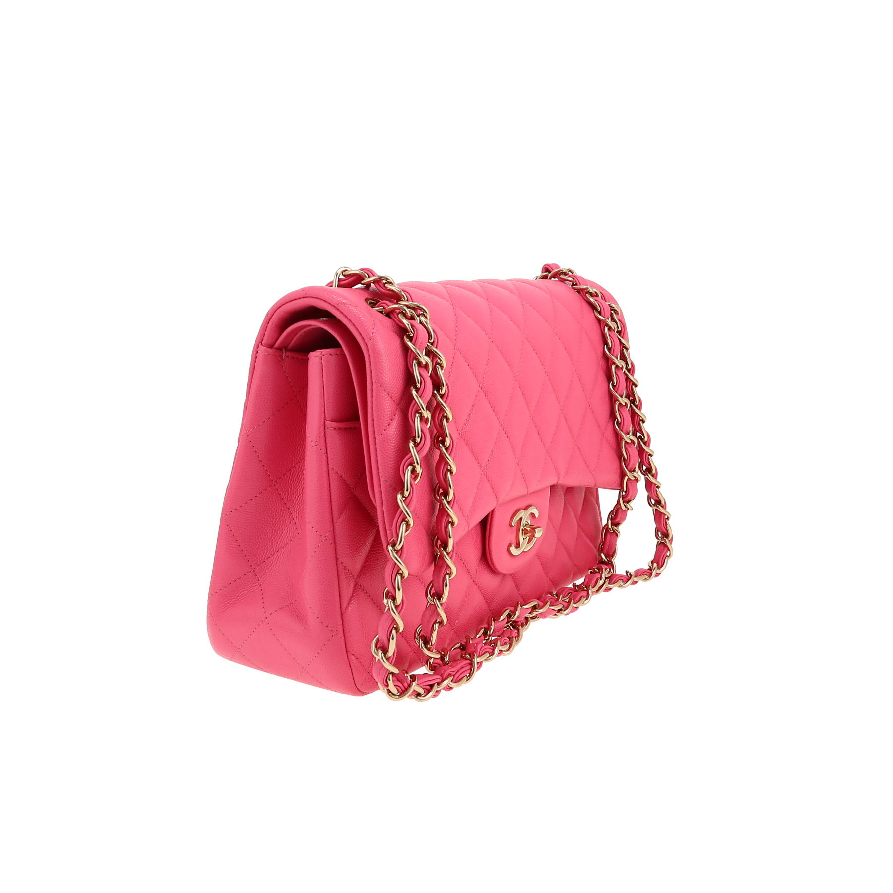 Chanel  Timeless Jumbo shoulder bag  in pink quilted grained leather