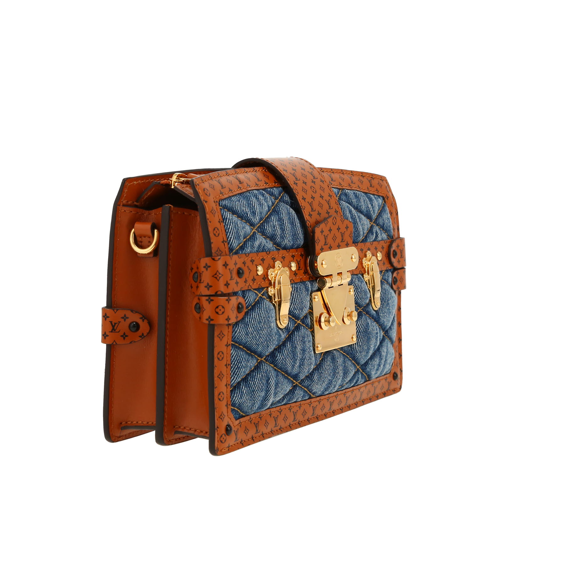 Louis Vuitton  Petite Malle shoulder bag  denim canvas  and brown leather