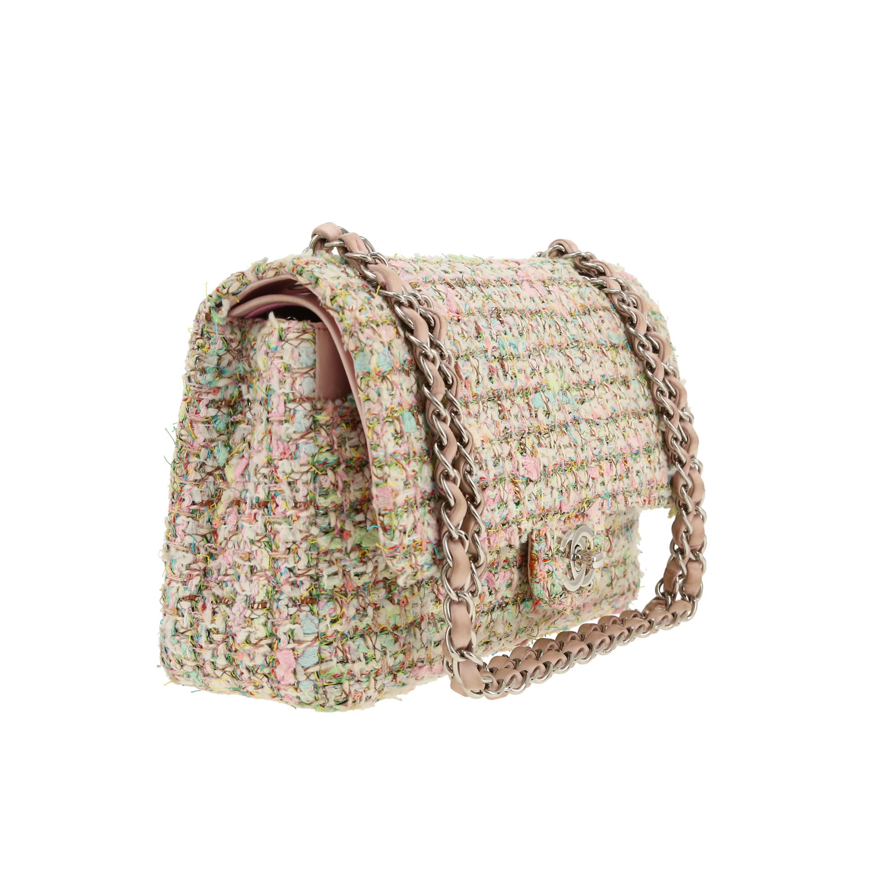 Bolso de mano Chanel  Timeless Classic en tweed rosa y verde