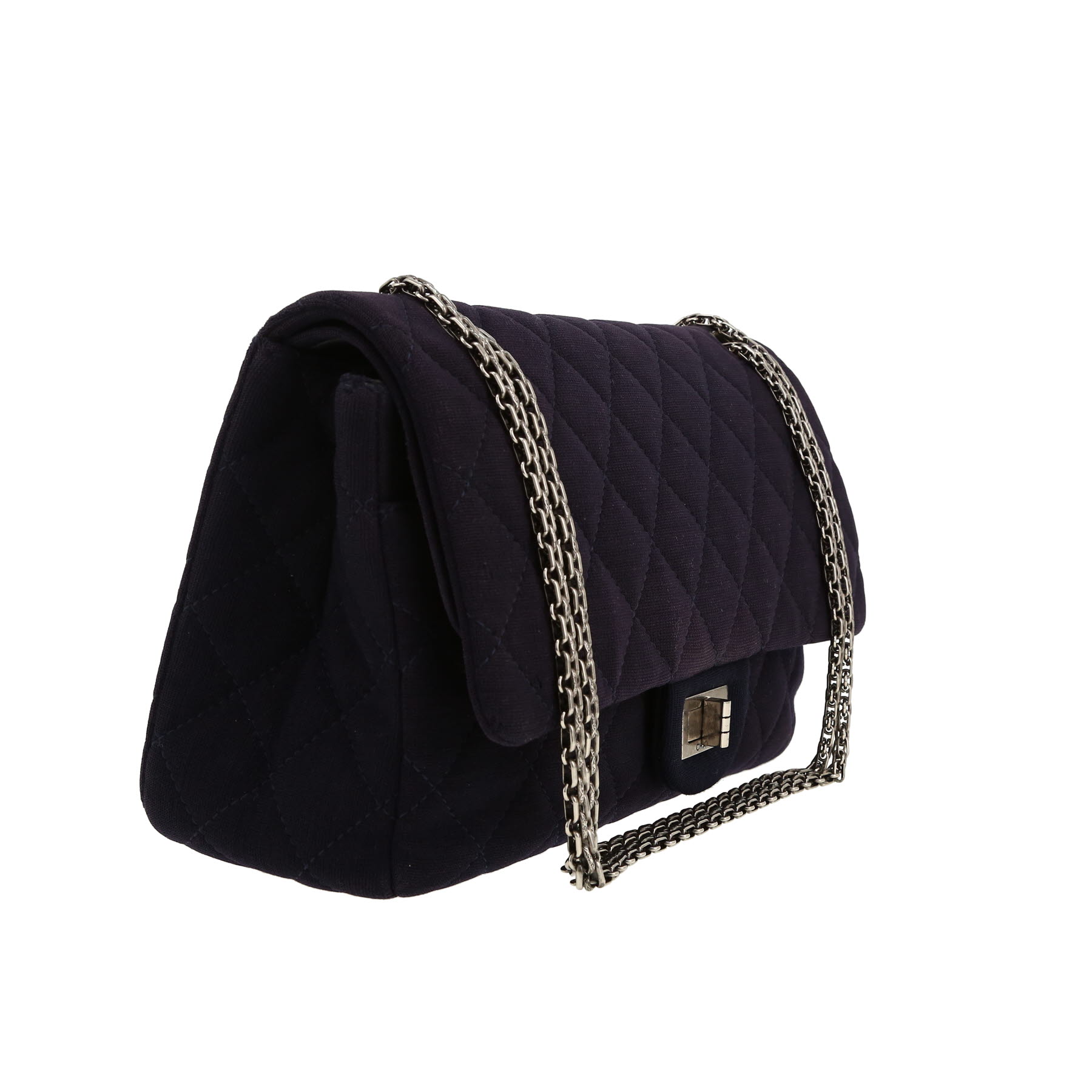 Chanel  2.55 shoulder bag  in navy blue jersey