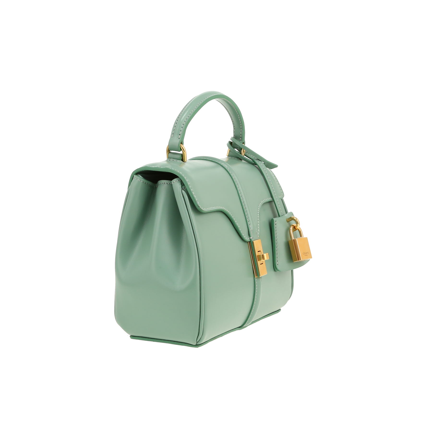 Celine  16 mini  shoulder bag  in green leather