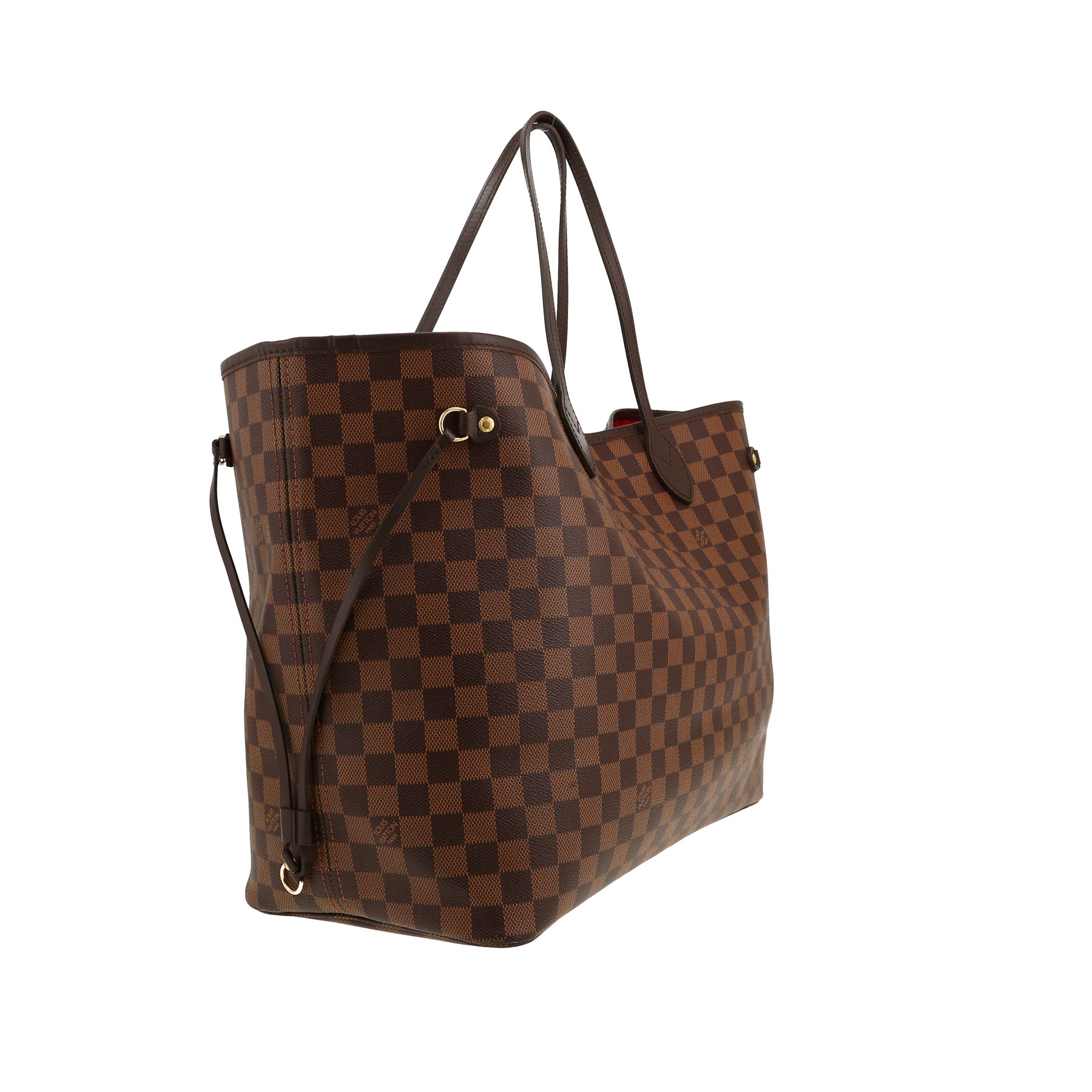 Louis Vuitton Neverfull tote bag in Ebony Damier canvas and brown leather