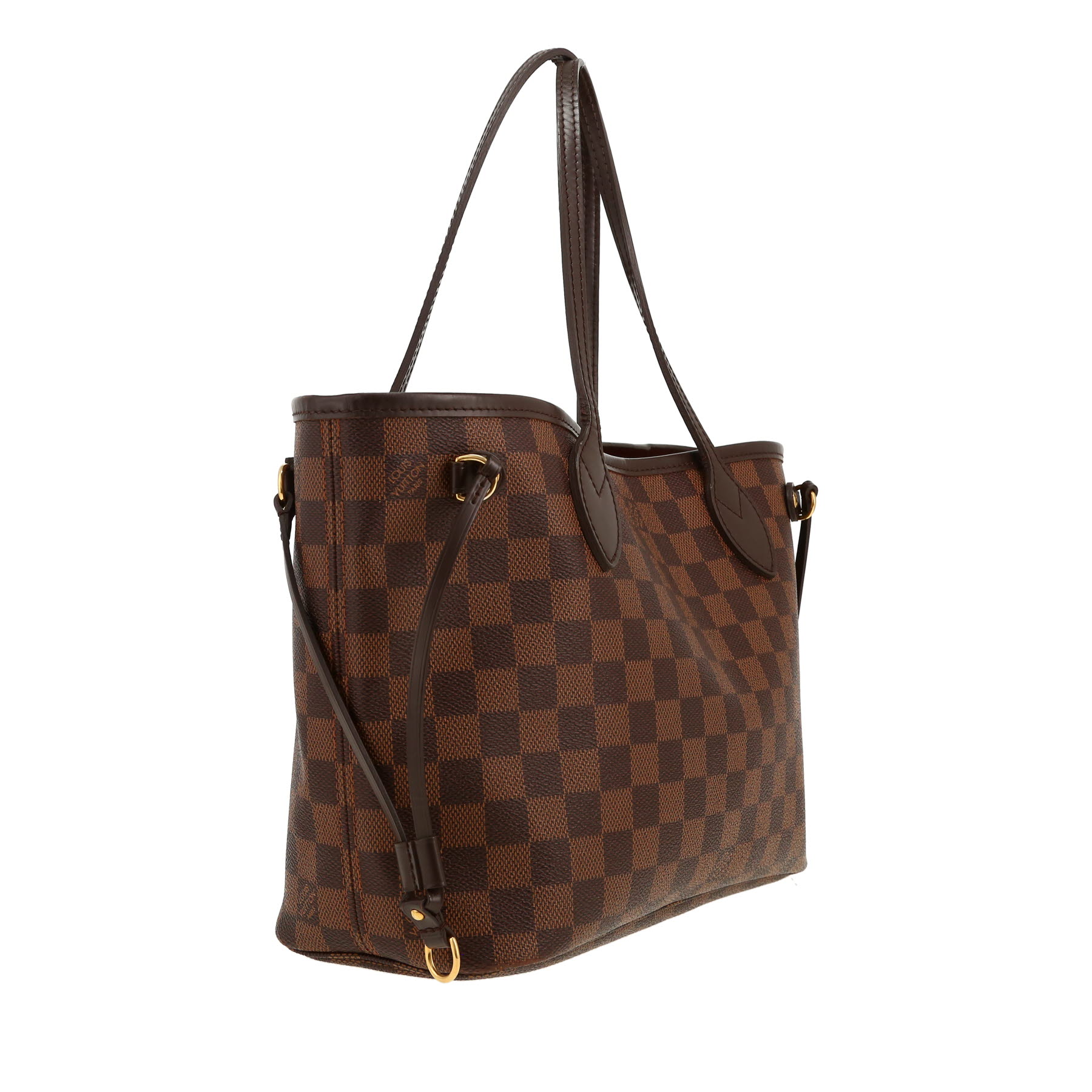 Shopping bag Louis Vuitton  Neverfull in tela a scacchi ebana e pelle marrone